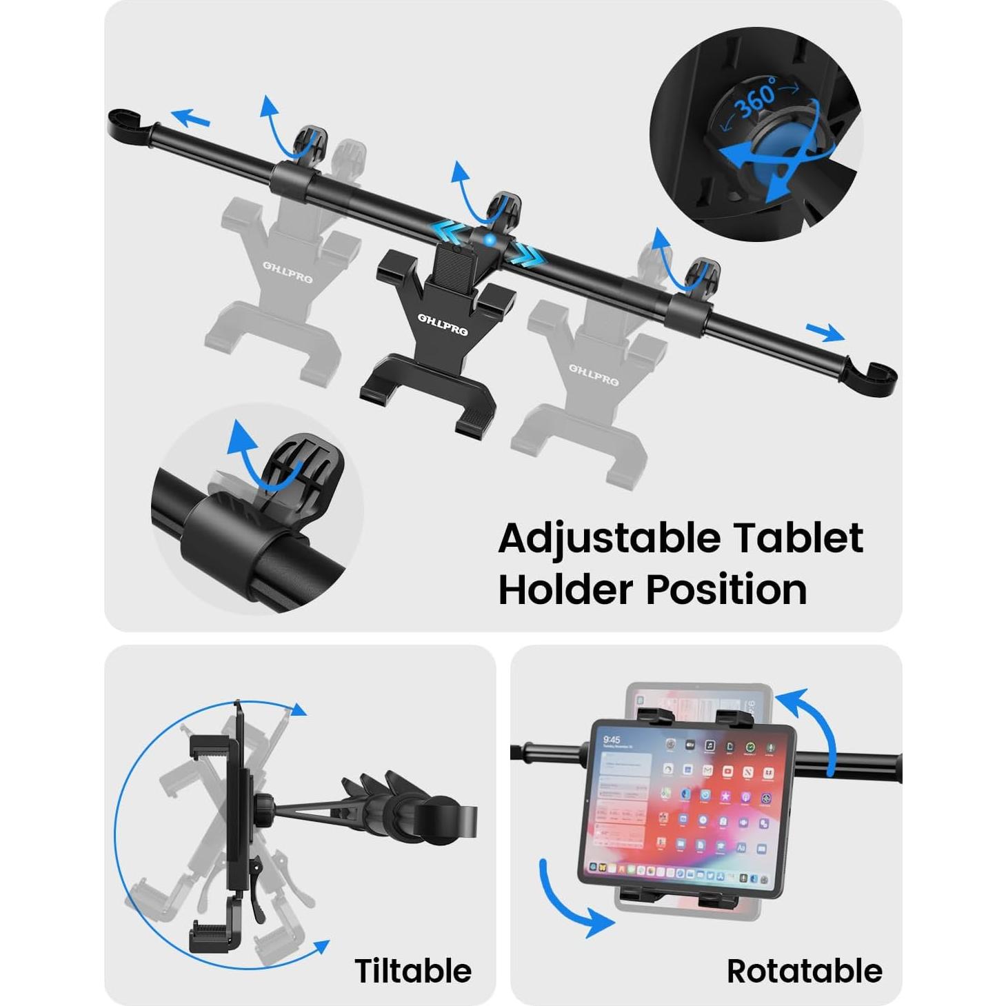 Soporte para Tableta en Reposacabezas OHLPRO 7-11" Ajustable