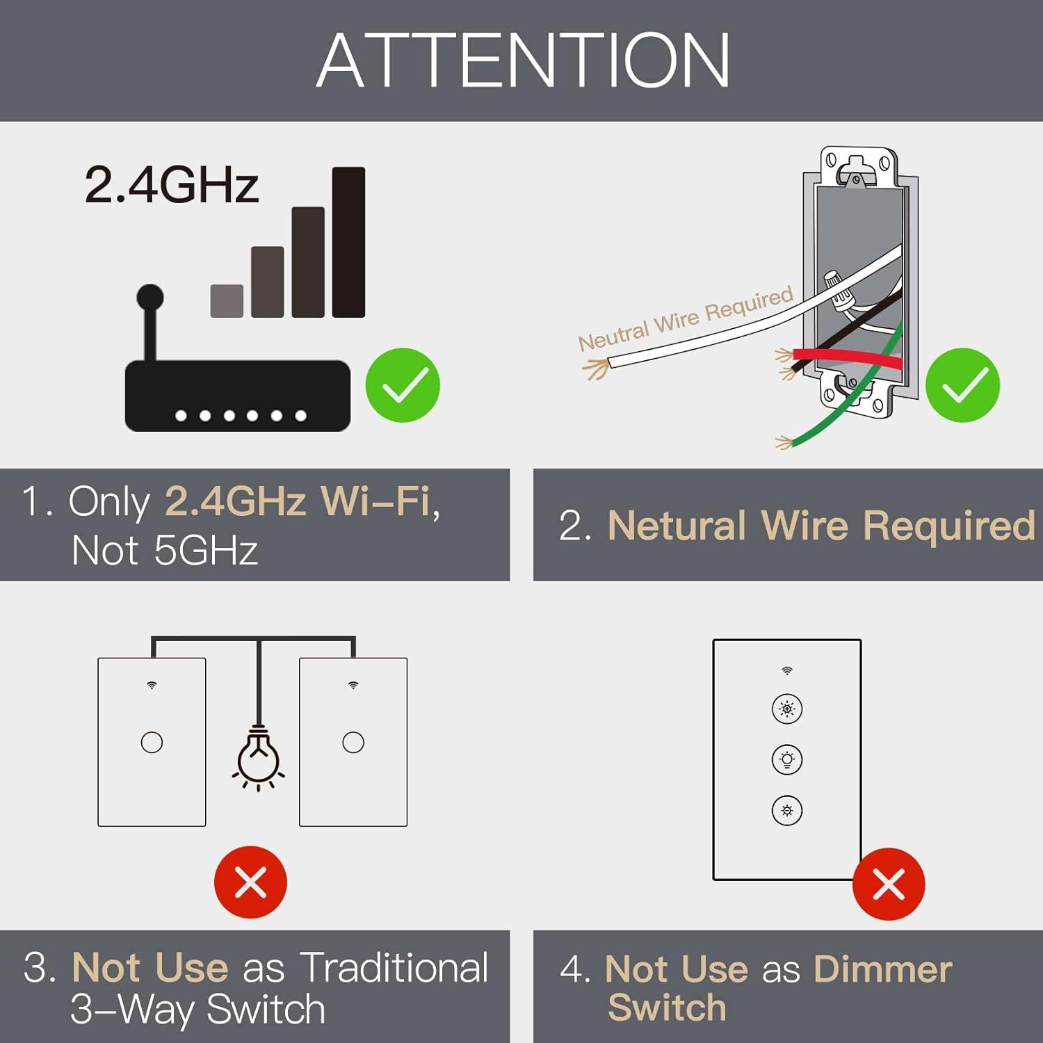 Interruptor Inteligente Táctil Moes 1 Gang Negro WiFi 2.4GHz