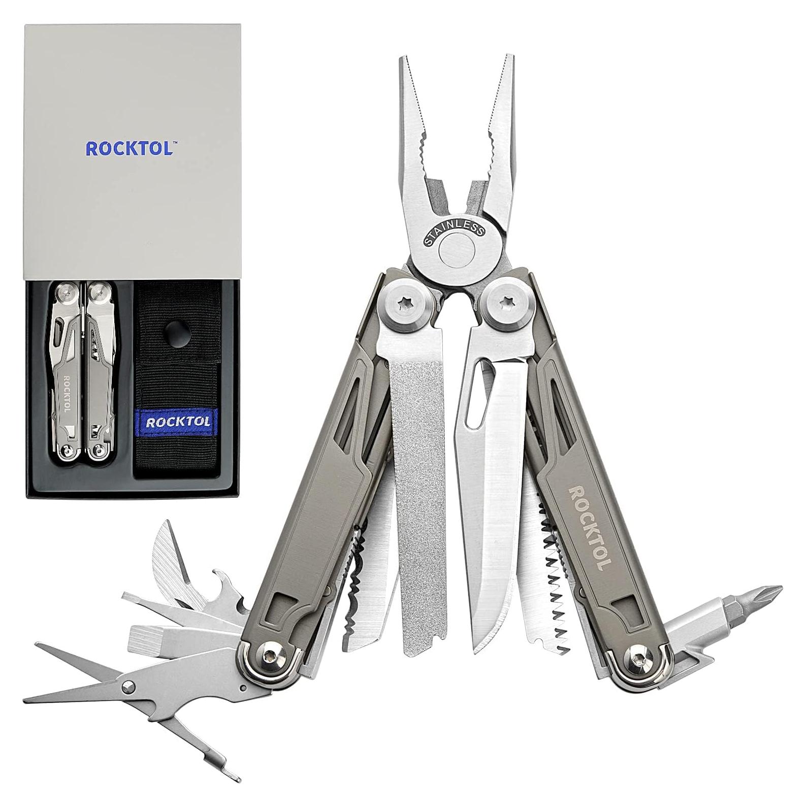 Multiherramienta ROCKTOL 19 en 1 Titanio EDC Camping