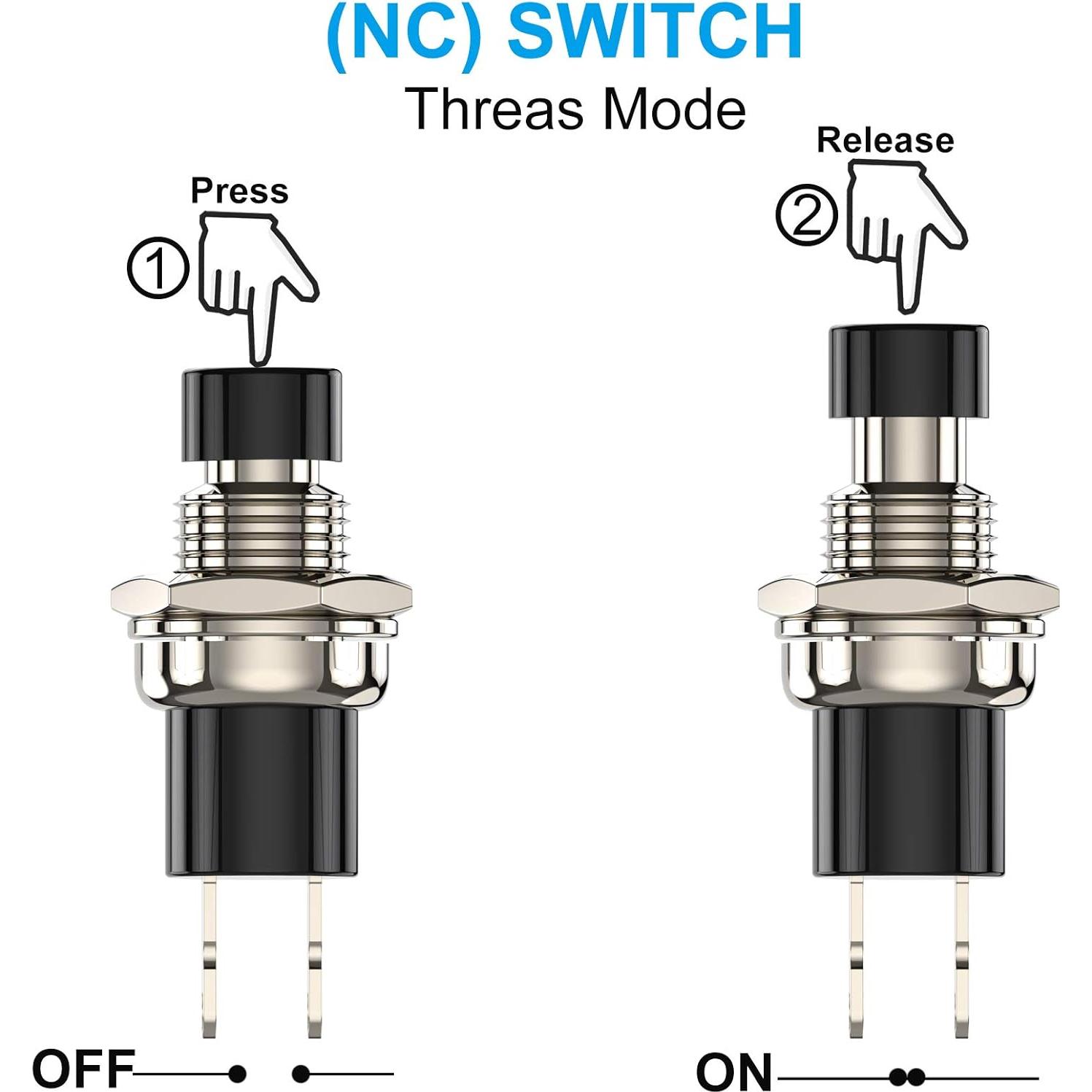 Interruptor de botón momentáneo DIYhz NC 1A 250V 20pcs