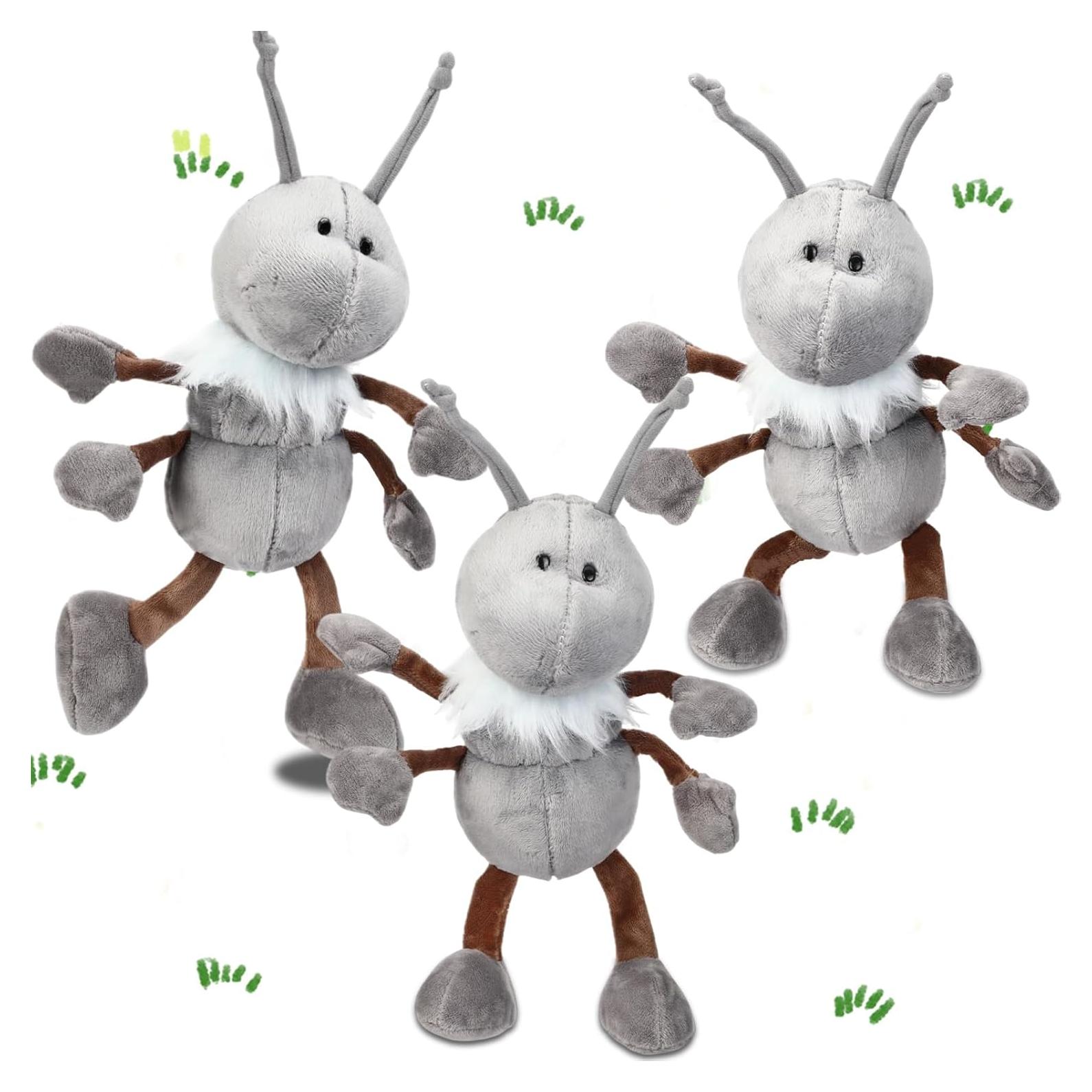 Conjunto de 3 Hormigas de Peluche Shappy Gris 30 cm