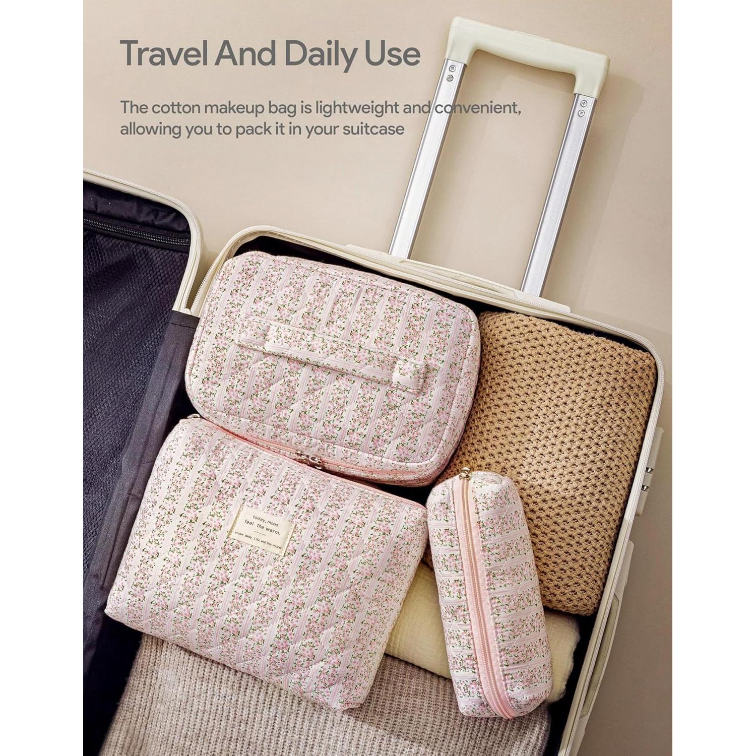 Bolsa de Maquillaje Acolchada HBselect 3PCS Floral Grande