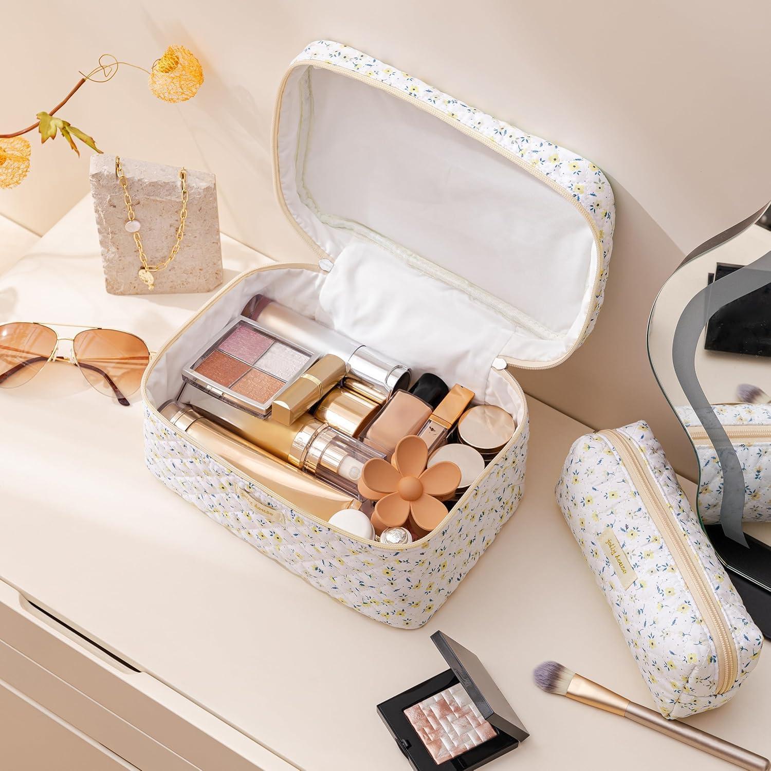 Bolsa de Maquillaje Acolchada HBselect 3PCS Floral para Viaje