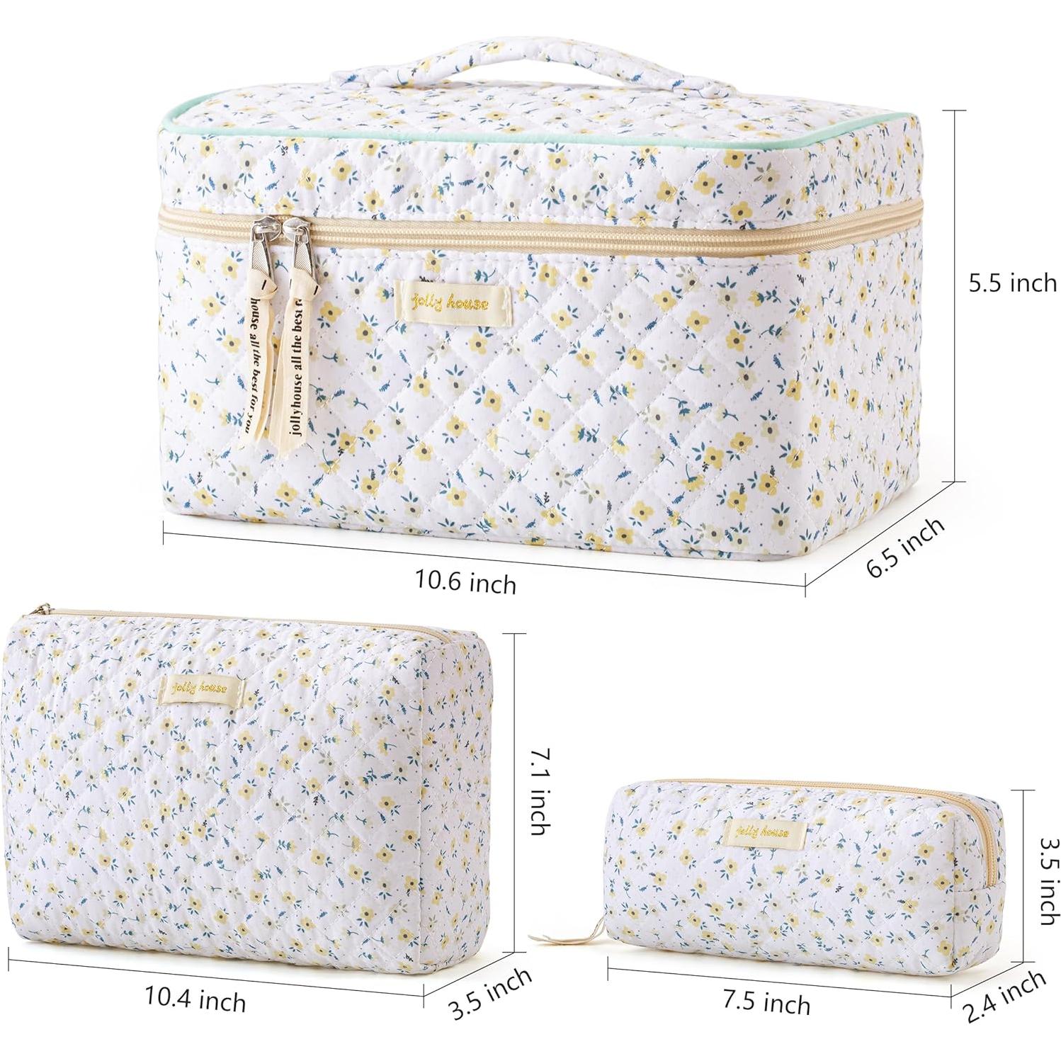 Bolsa de Maquillaje Acolchada HBselect 3PCS Floral para Viaje