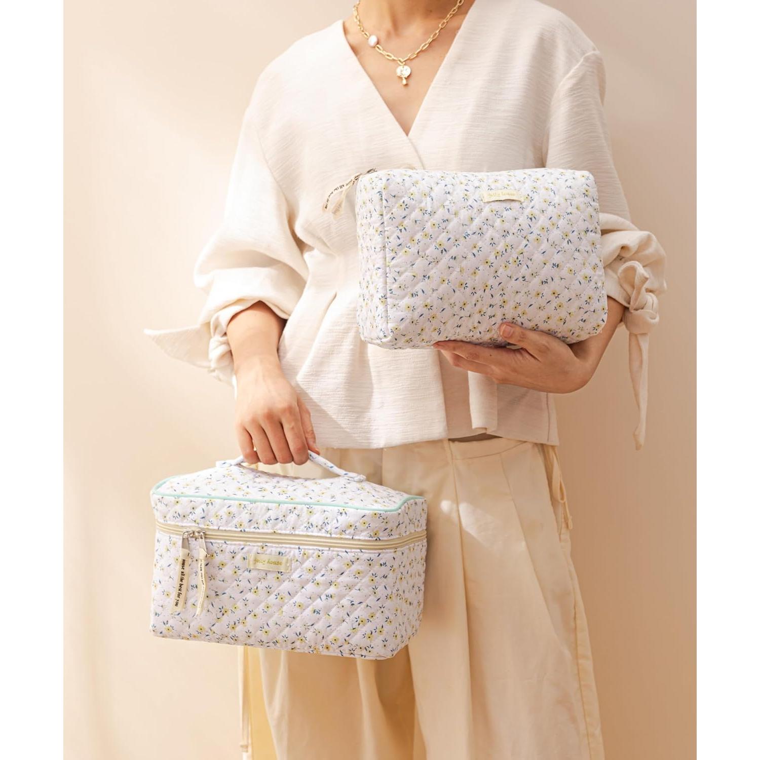 Bolsa de Maquillaje Acolchada HBselect 3PCS Floral para Viaje