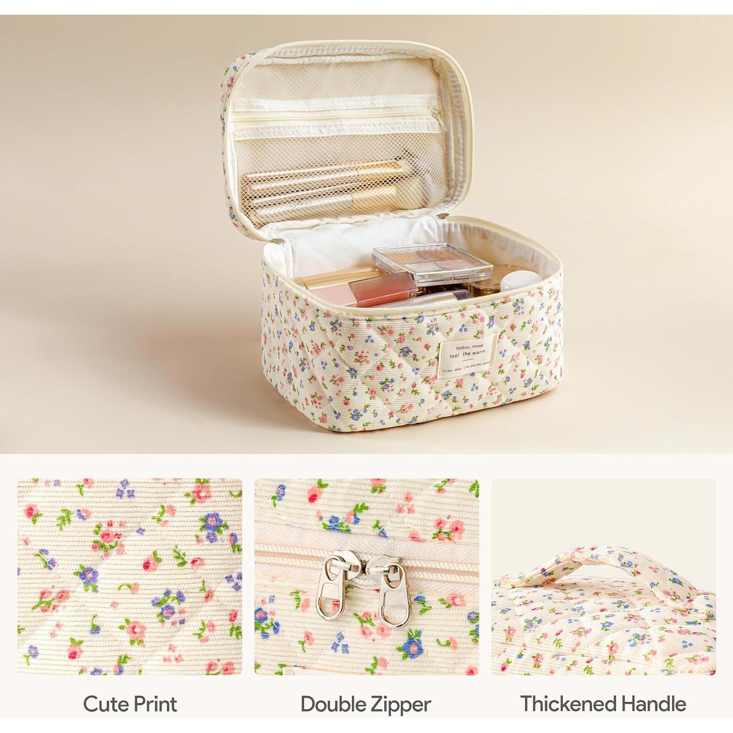 Bolsa de Maquillaje Acolchada HBselect 3PCS Floral Grande