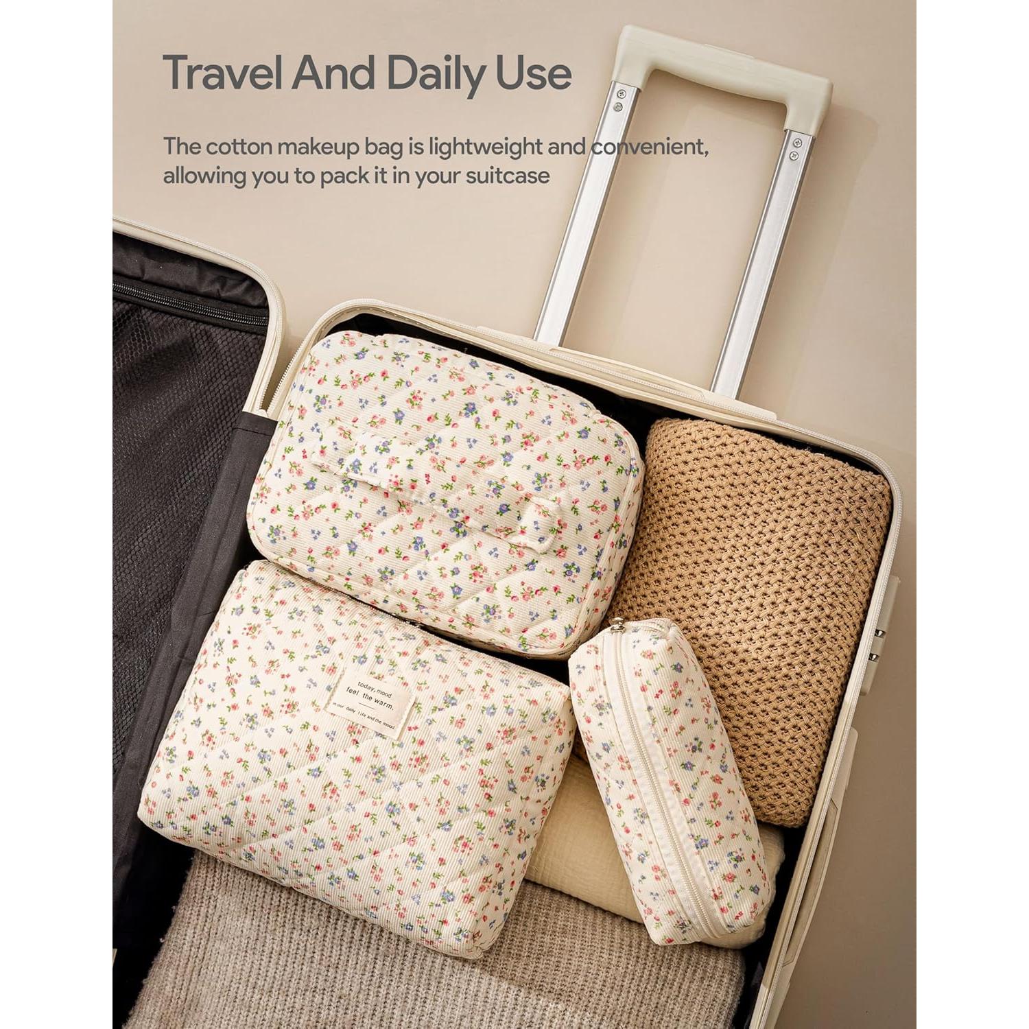 Bolsa de Maquillaje Acolchada HBselect 3PCS Floral Grande