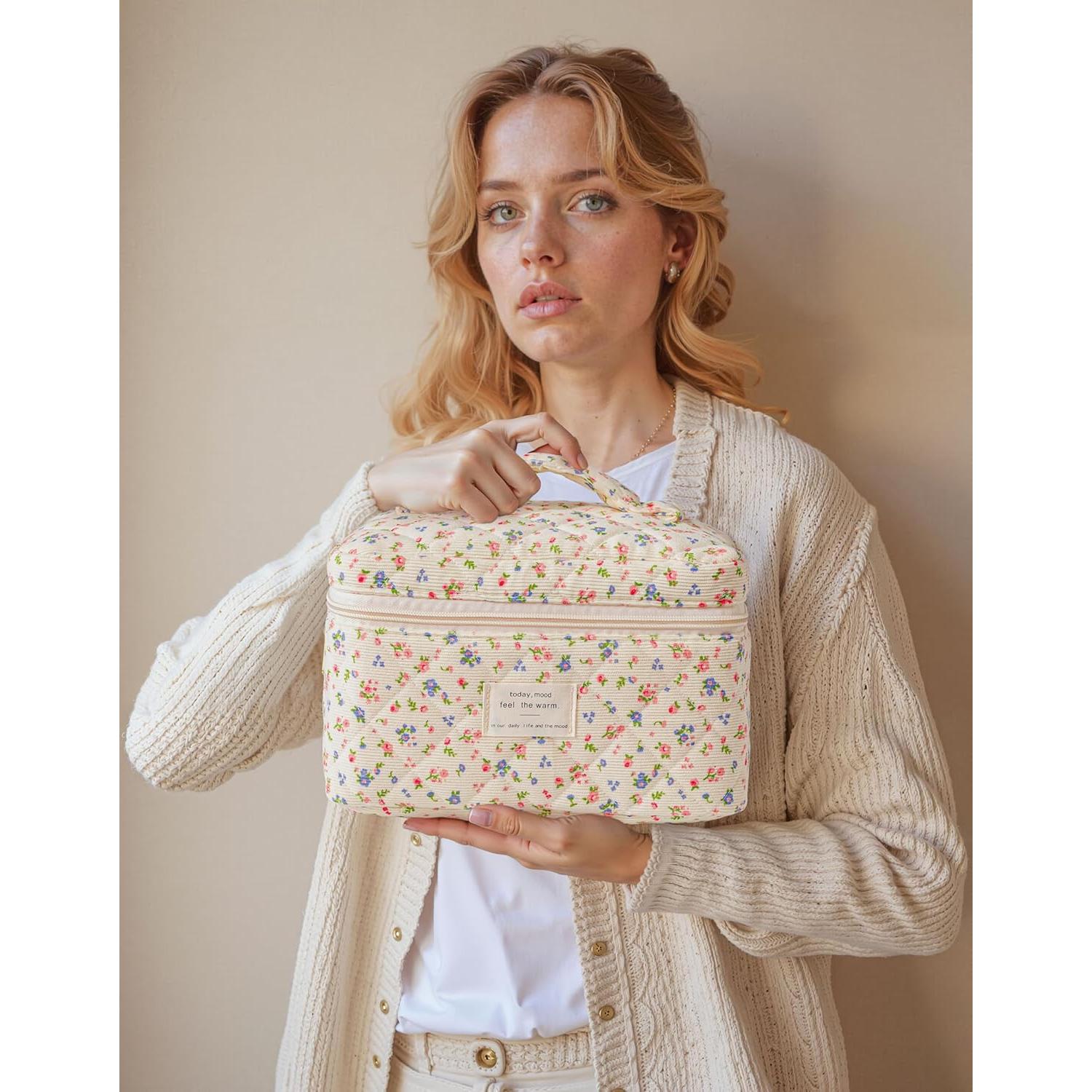 Bolsa de Maquillaje Acolchada HBselect 3PCS Floral Grande