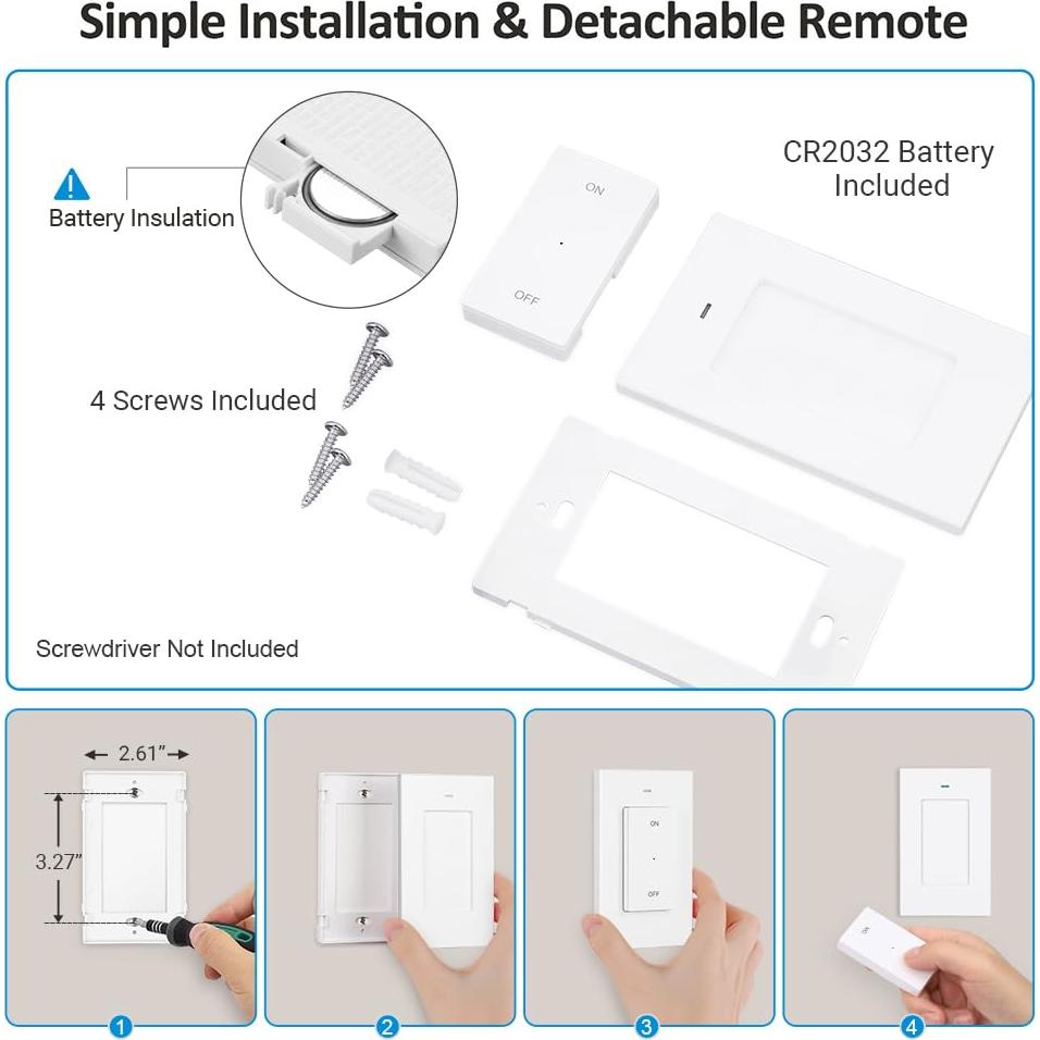 Interruptor de Luz Inalámbrico Dewenwils con Control Remoto