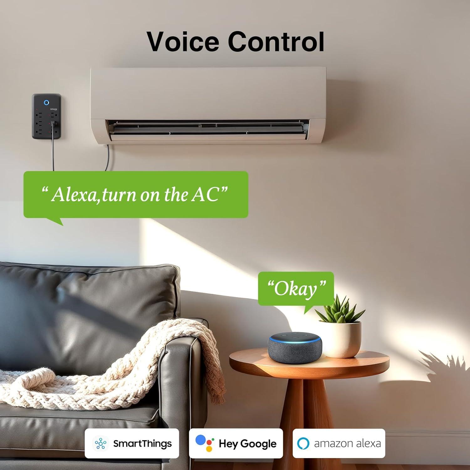 Enchufe Inteligente GHome P2-BK con 3 Regletas y 3 USB