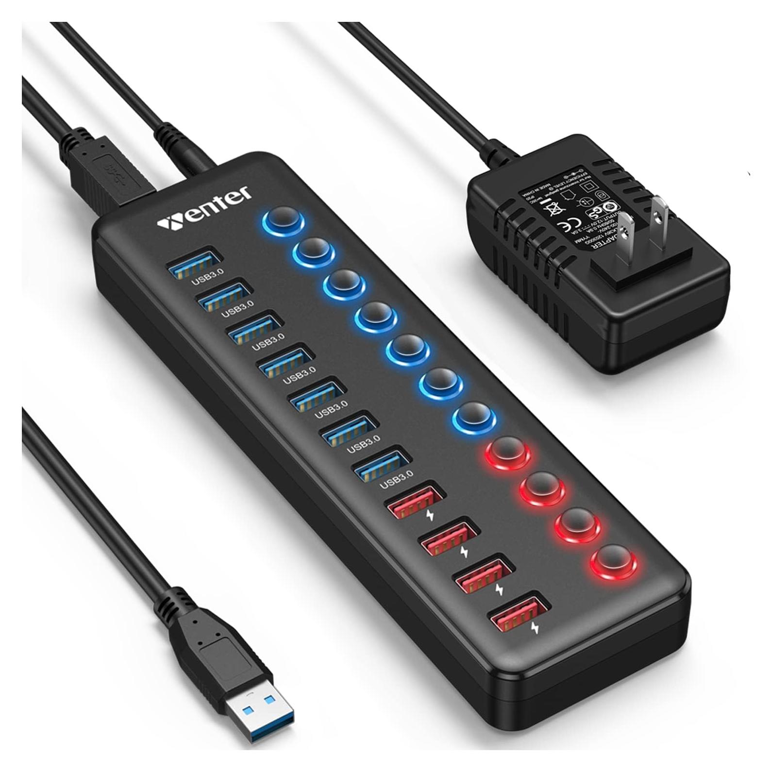 Hub USB 3.0 Alimentado Wenter 11 Puertos con Carga Rápida