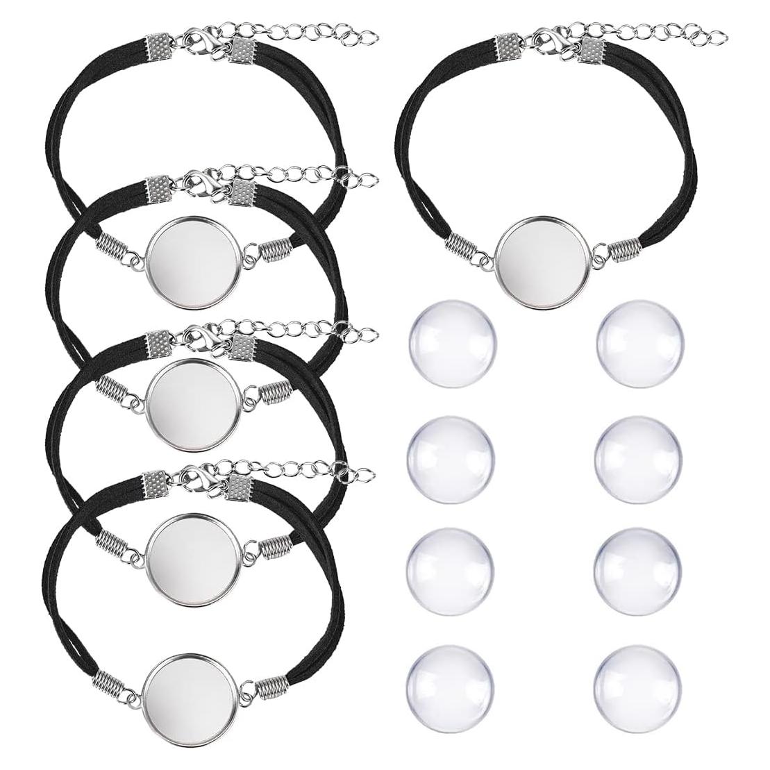 Kit de Fabricación de Joyería DROLE - 40 Piezas Pulseras Cuero Negro