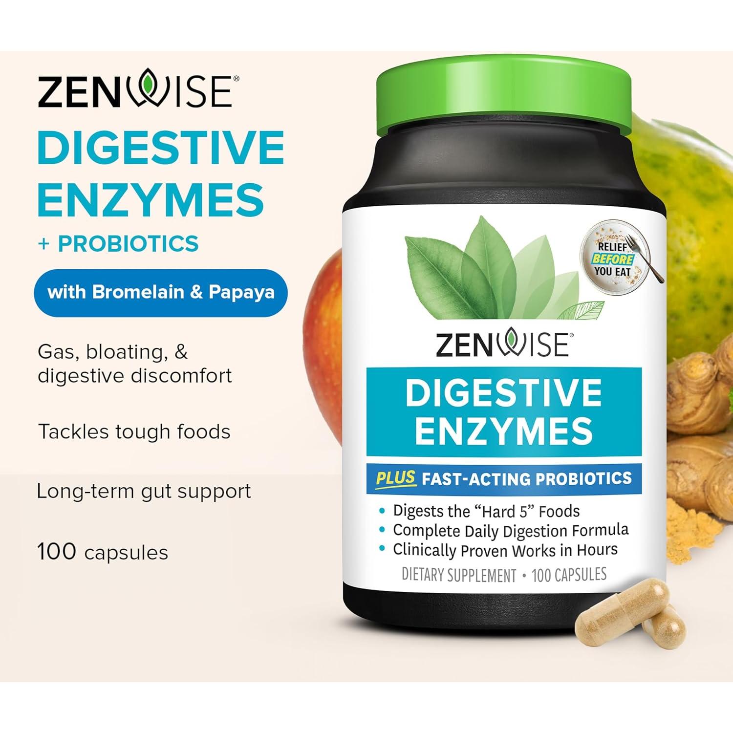 Zenwise Health Enzimas Digestivas 100g - Alivio de Hinchazón