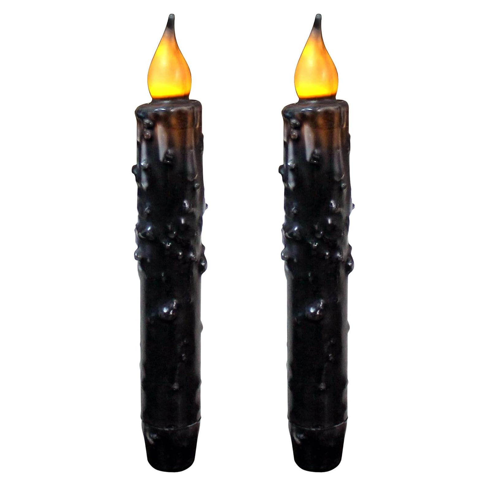 Velas Taper LED CVHOMEDECO 17.1 cm Negro Mate 2 PCS