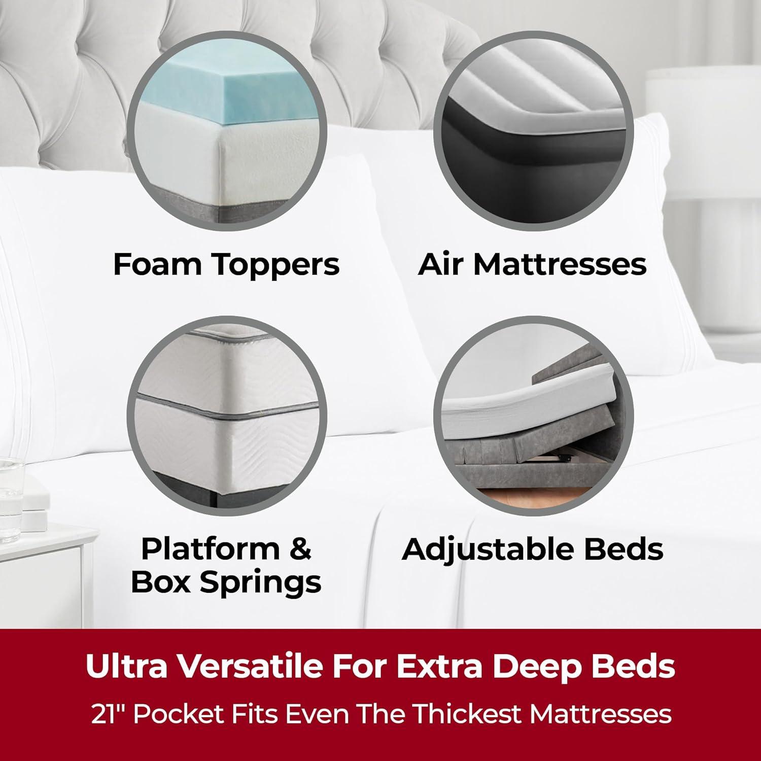 Juego de Sábanas Mellanni King Dividida 5 Piezas Extra Profundo