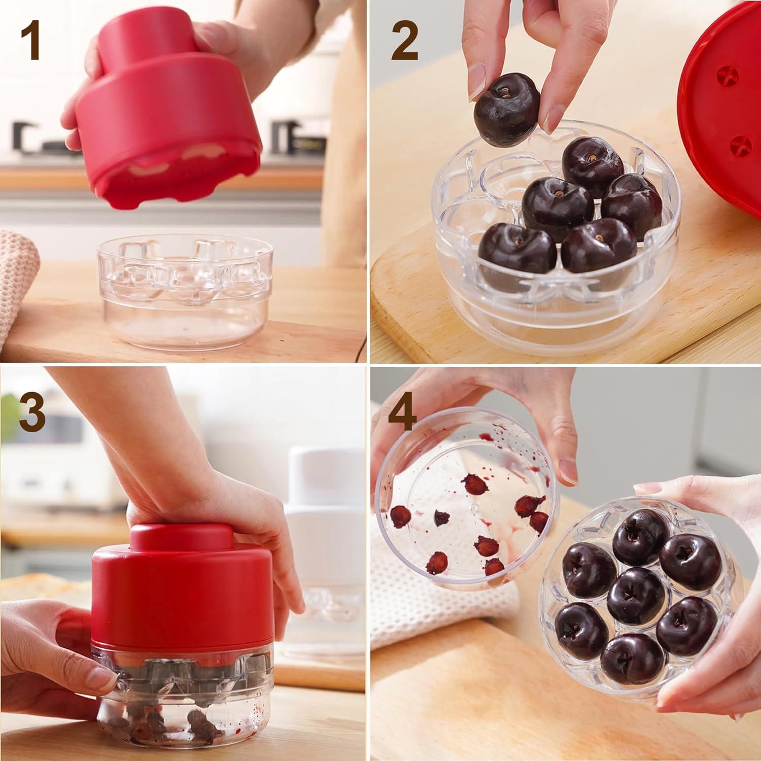 Deshuesador Multi-Cereza Ytuomzi Rojo - Quita 7 Huesos Rápido