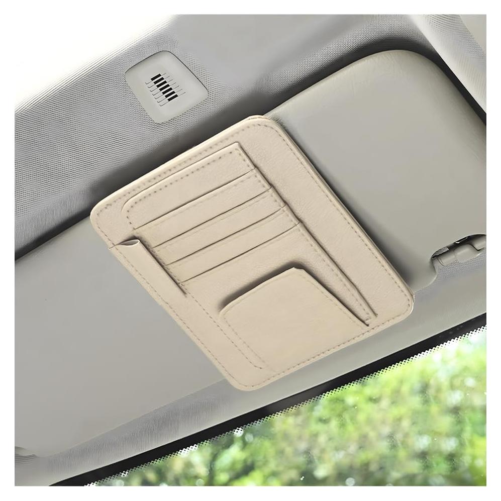 Organizador de Visera de Coche Povtii Beige Multifuncional