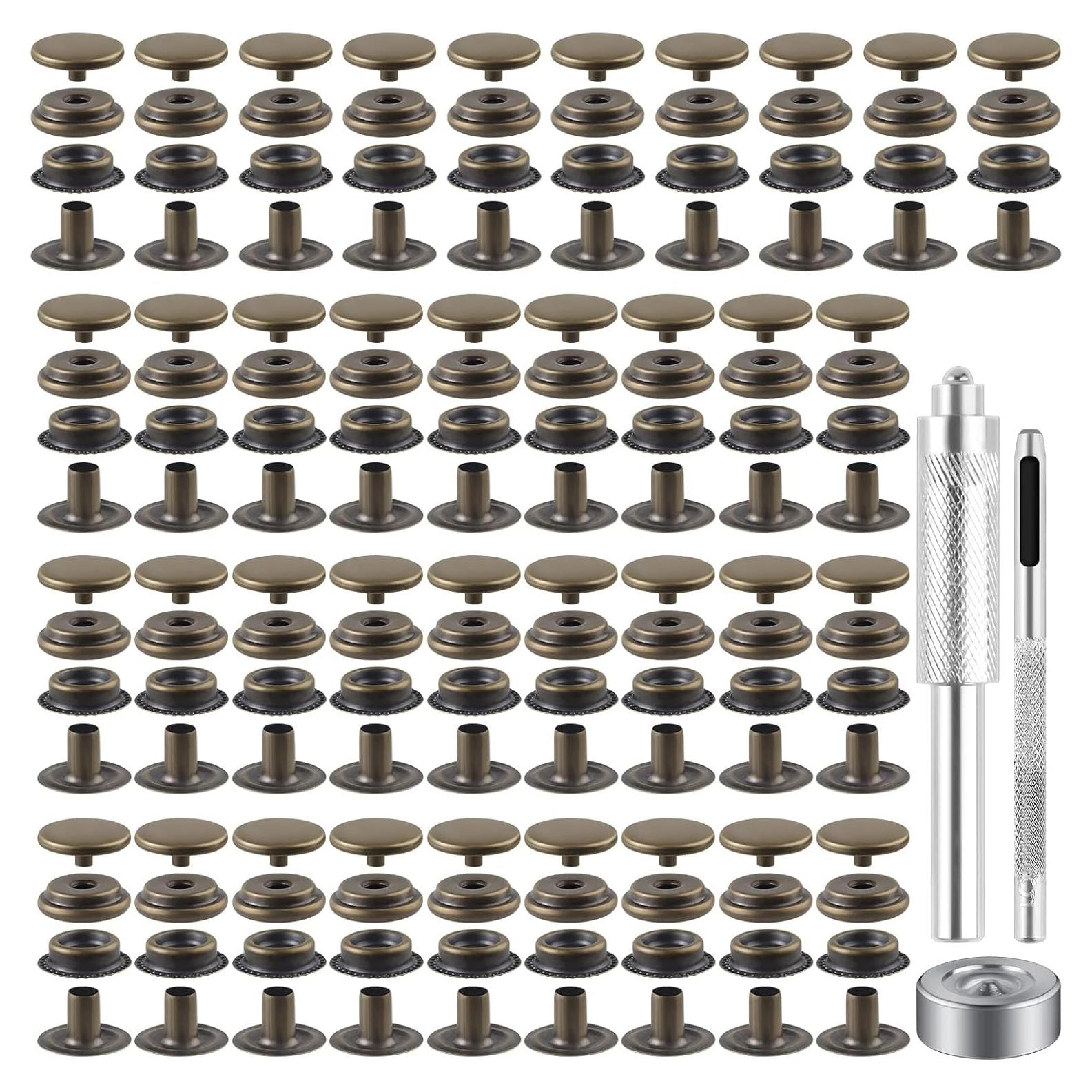 Kit de 40 Piezas Broches a Presión Moocci 15mm Bronce