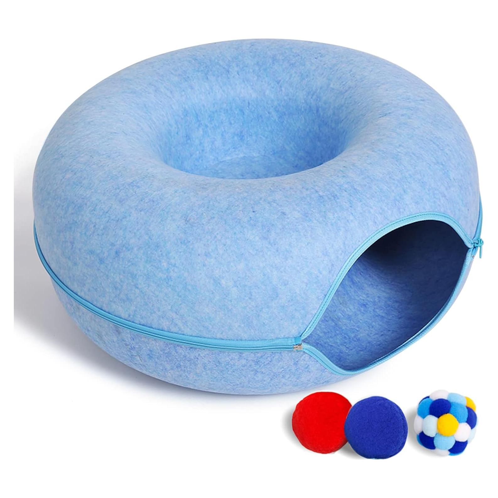 Cama Túnel para Gatos PLIISLUP Grande Azul 61x61x28 cm