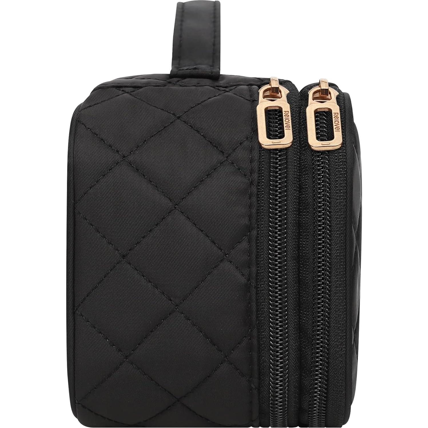 Bolsa de Maquillaje Relavel Negra Doble Capa 22.6x13x8.1cm