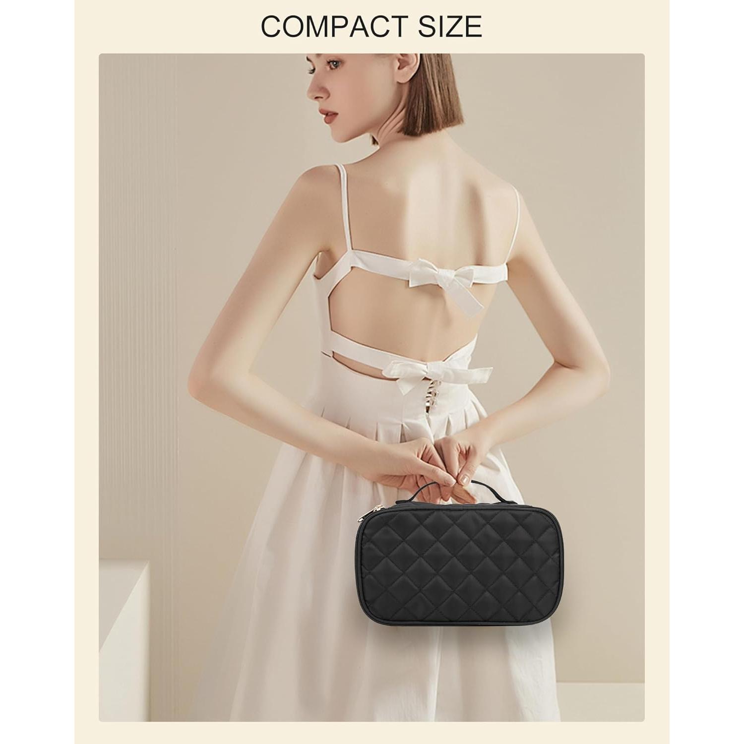 Bolsa de Maquillaje Relavel Negra Doble Capa Impermeable 22.6x13cm