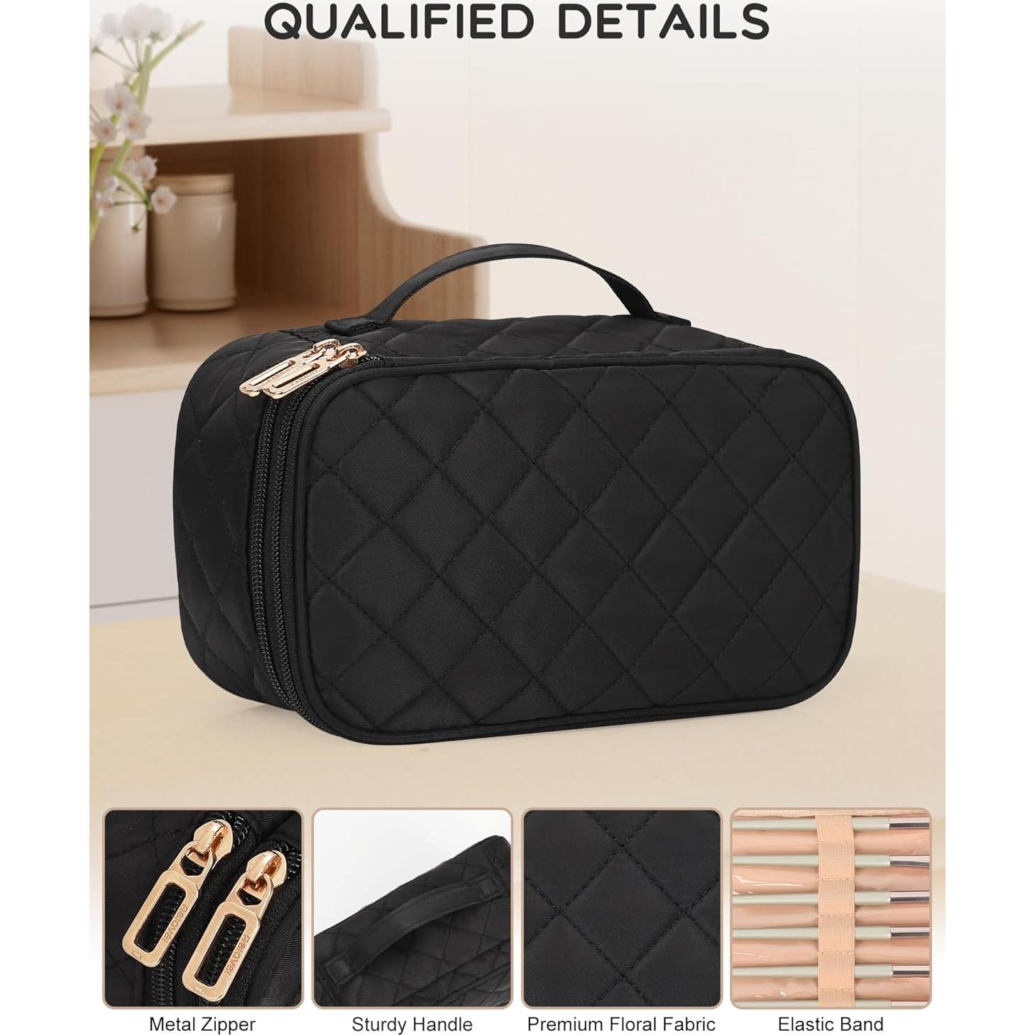 Bolsa de Maquillaje Relavel Negra Doble Capa 22.6x13x8.1cm