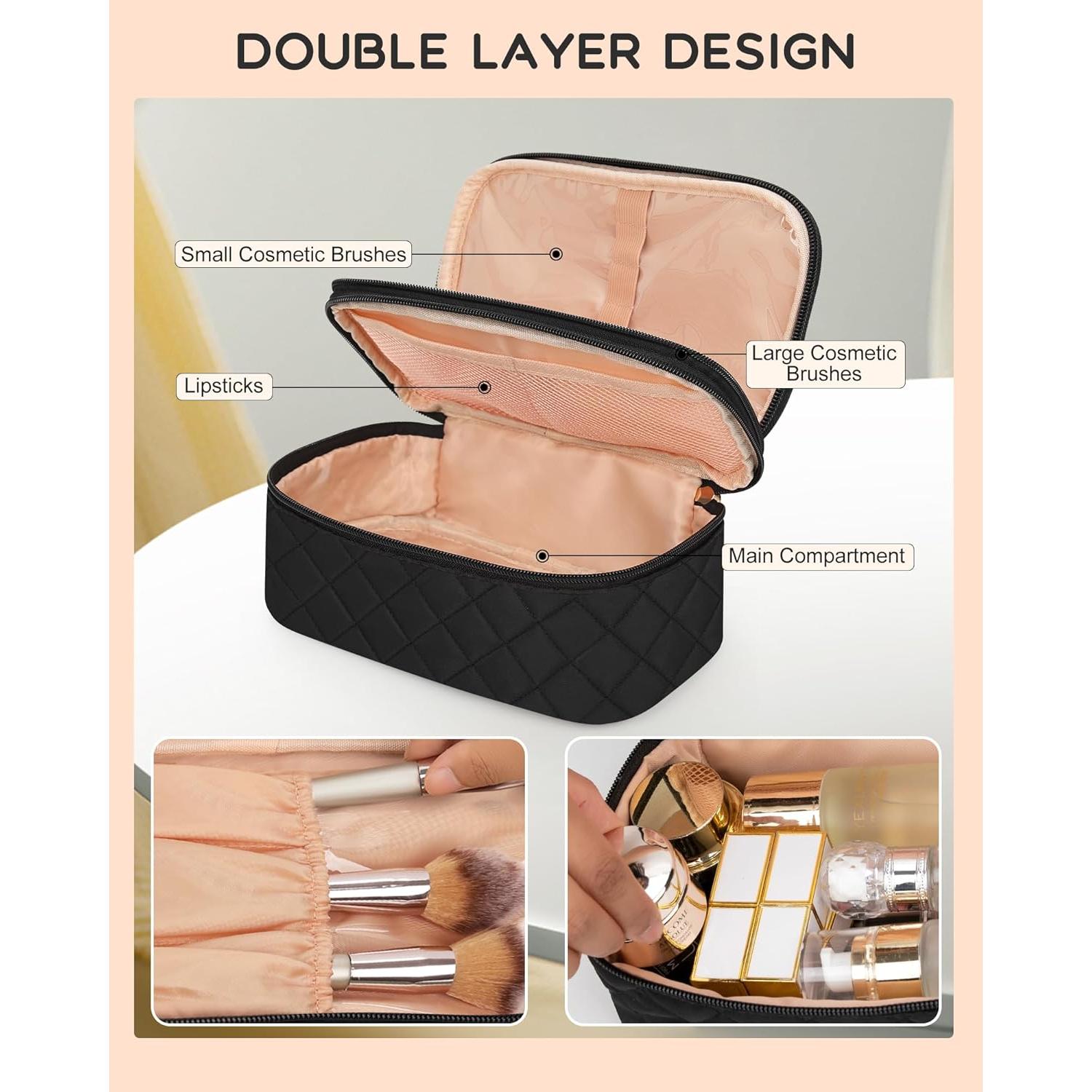 Bolsa de Maquillaje Relavel Negra Doble Capa 22.6x13x8.1cm