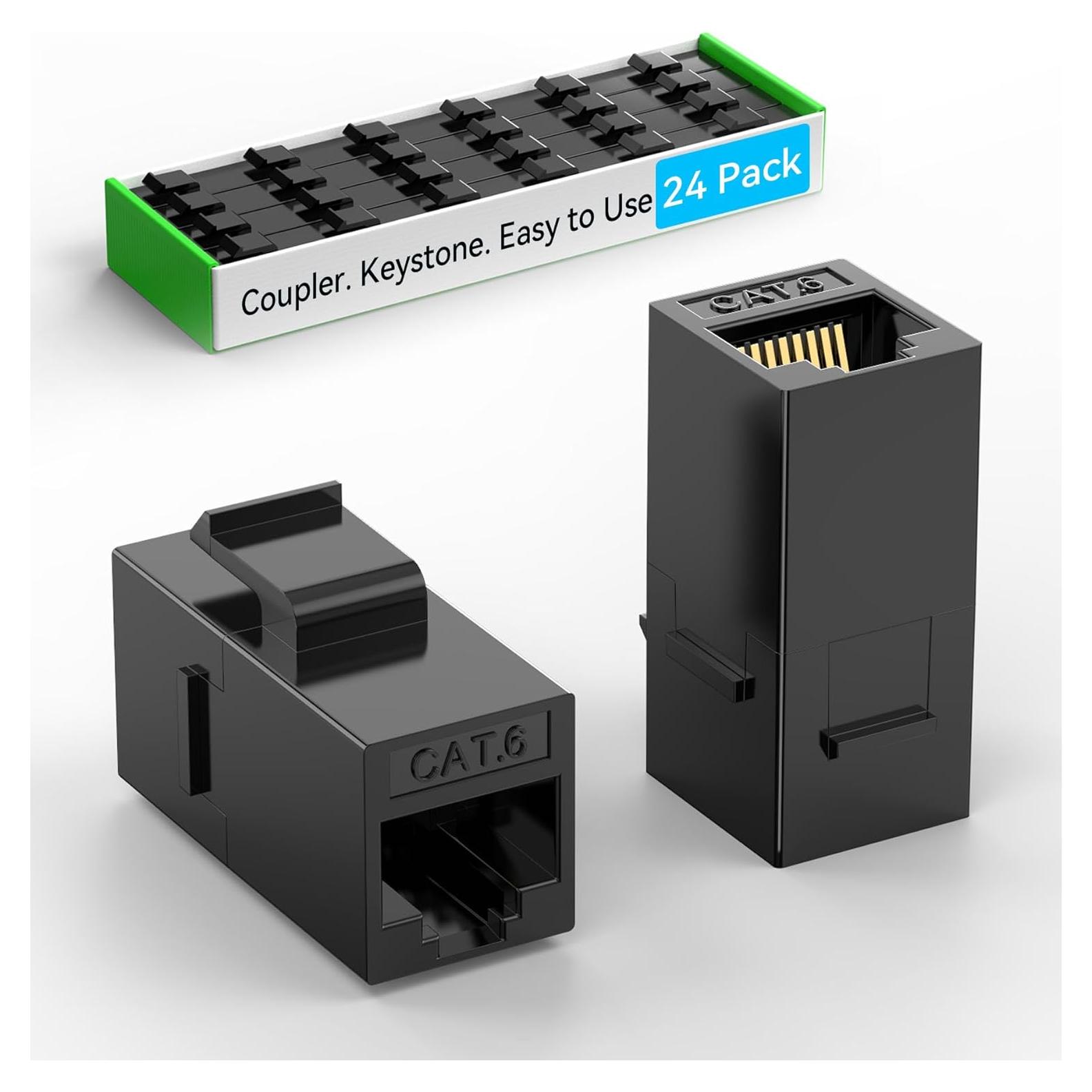 Acoplador Keystone RJ45 Cat6 Hembra a Hembra - Paquete 24 Unidades