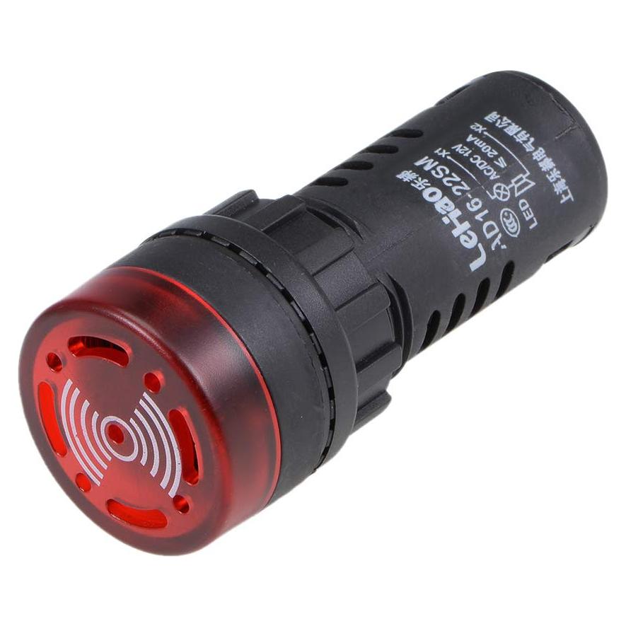 uxcell Red Indicator Light with Buzzer AC/DC 12V, 22mm Panel Mount Flashing Alarm, for Electrical Control Panel, HVAC, DIY Projects