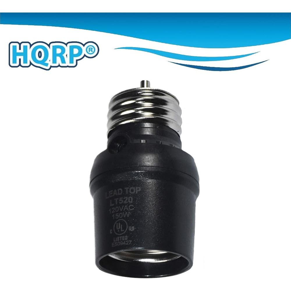 Adaptador de Enchufe con Sensor de Luz HQRP E26 E27 Negro 2 Pzas