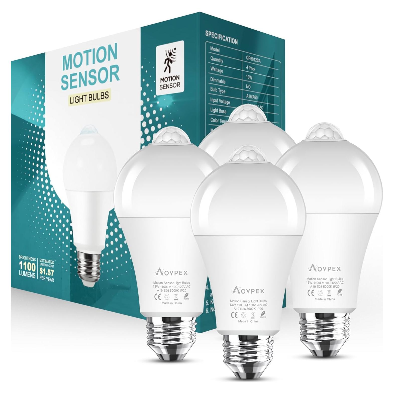 Bombillas LED Aovpex 13W con Sensor de Movimiento 5000K