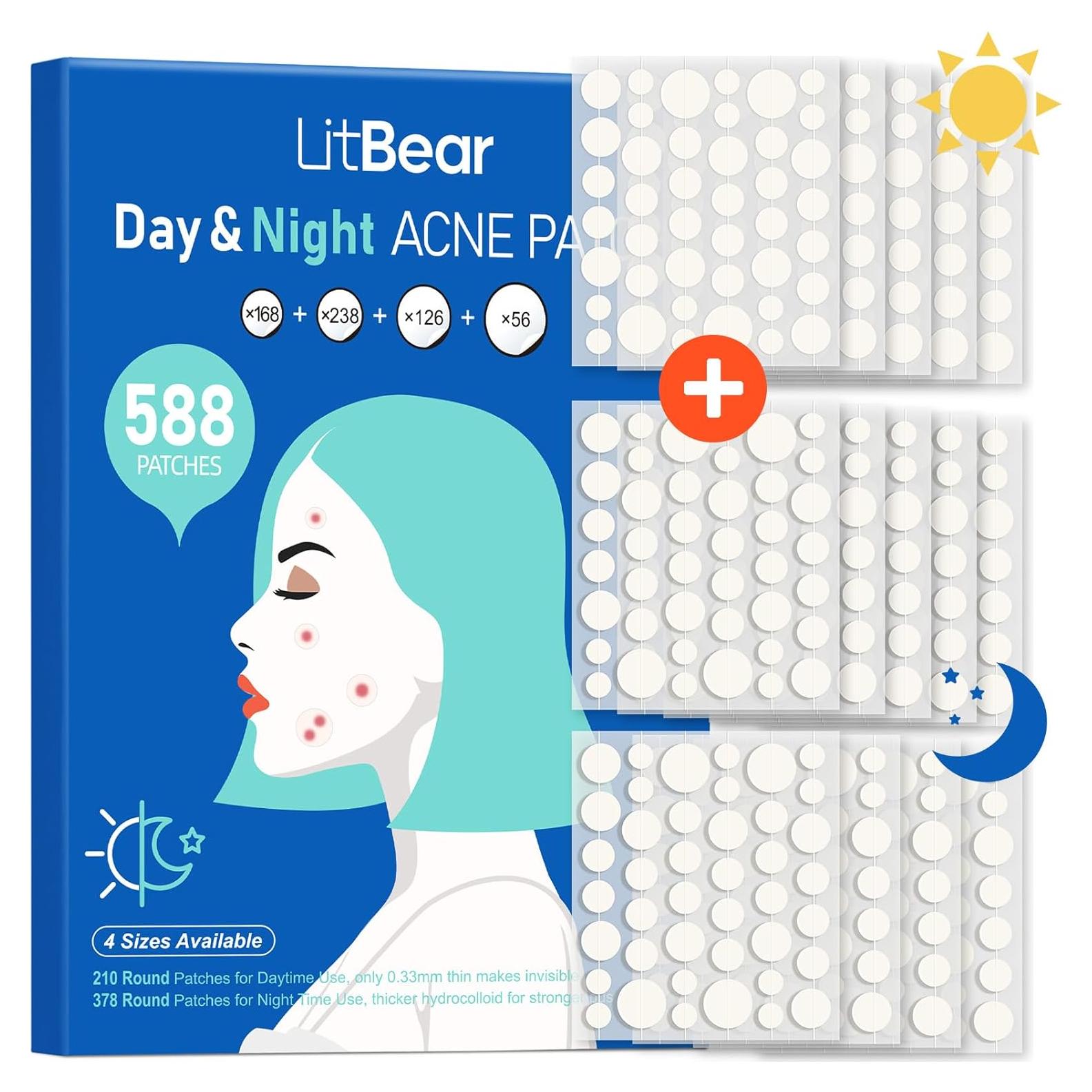 Parches para Acné LitBear - Día y Noche 588 Puntos Hidrocoloides