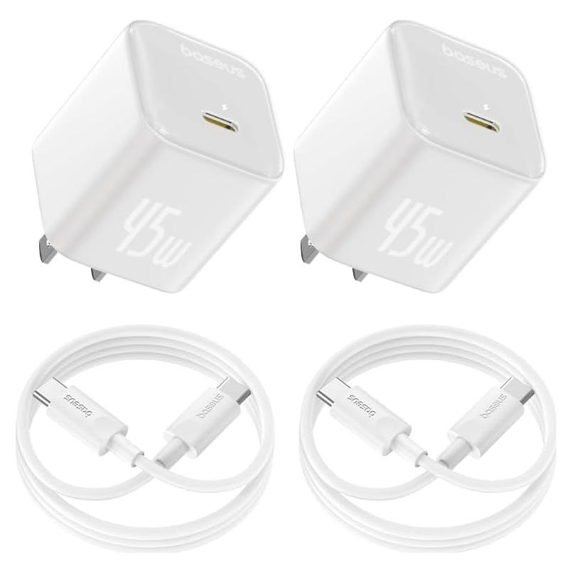 Cargador Rápido USB-C Baseus 45W - Paquete de 2 con Cable