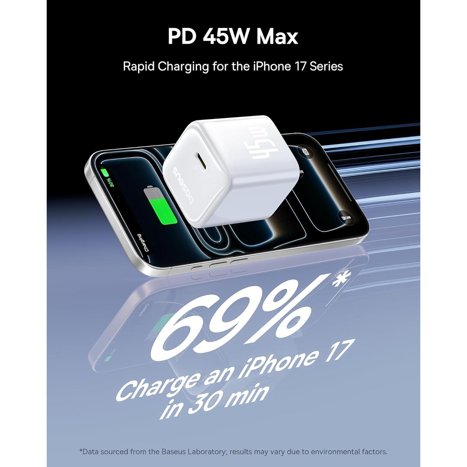 Cargador Rápido USB-C Baseus 45W - Paquete de 2 con Cable