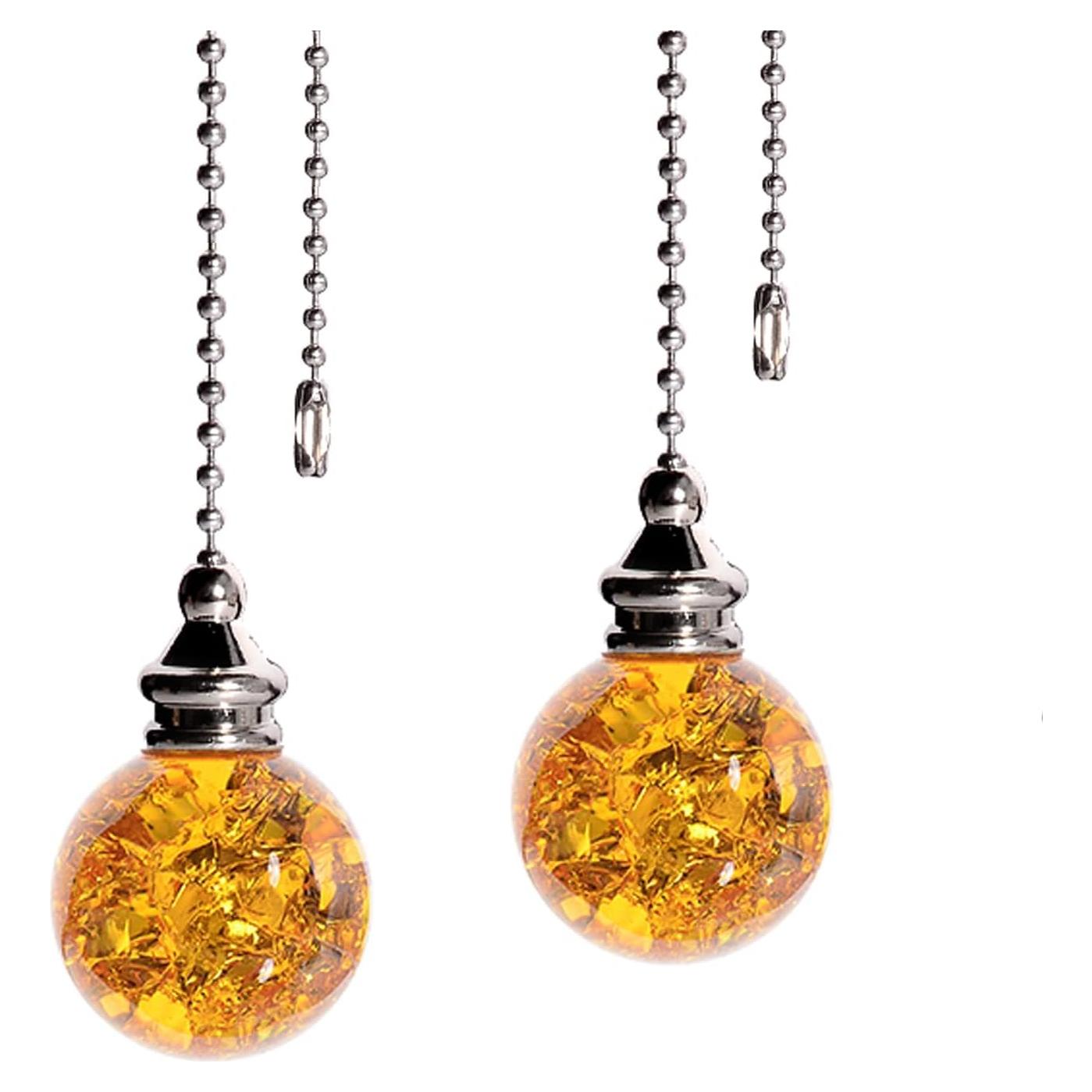 Cadena de Tirar de Cristal Ámbar con Esfera de Hielo 50cm