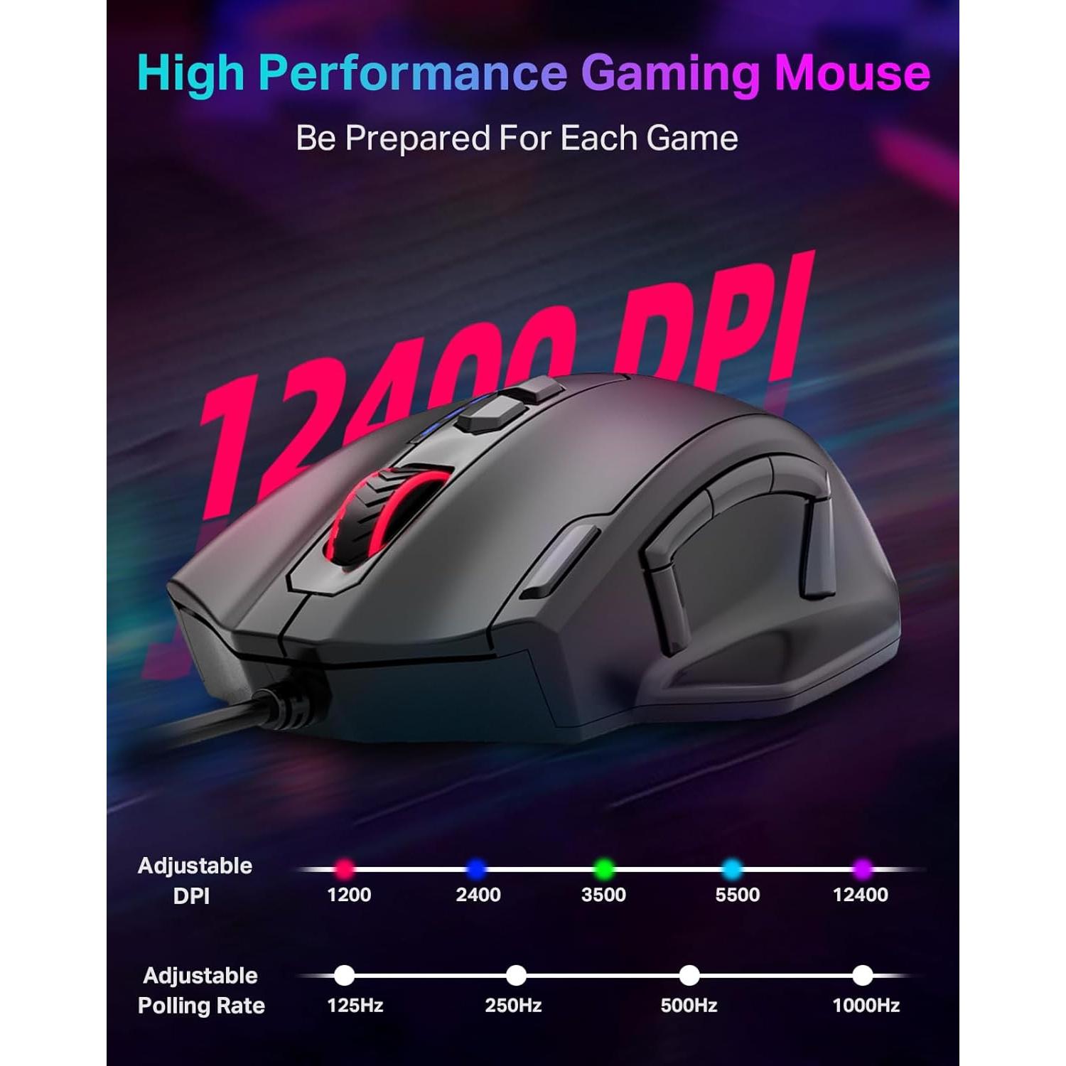 Ratón Gaming E-YOOSO X-41 con Cable, 12400 DPI, 11 Botones