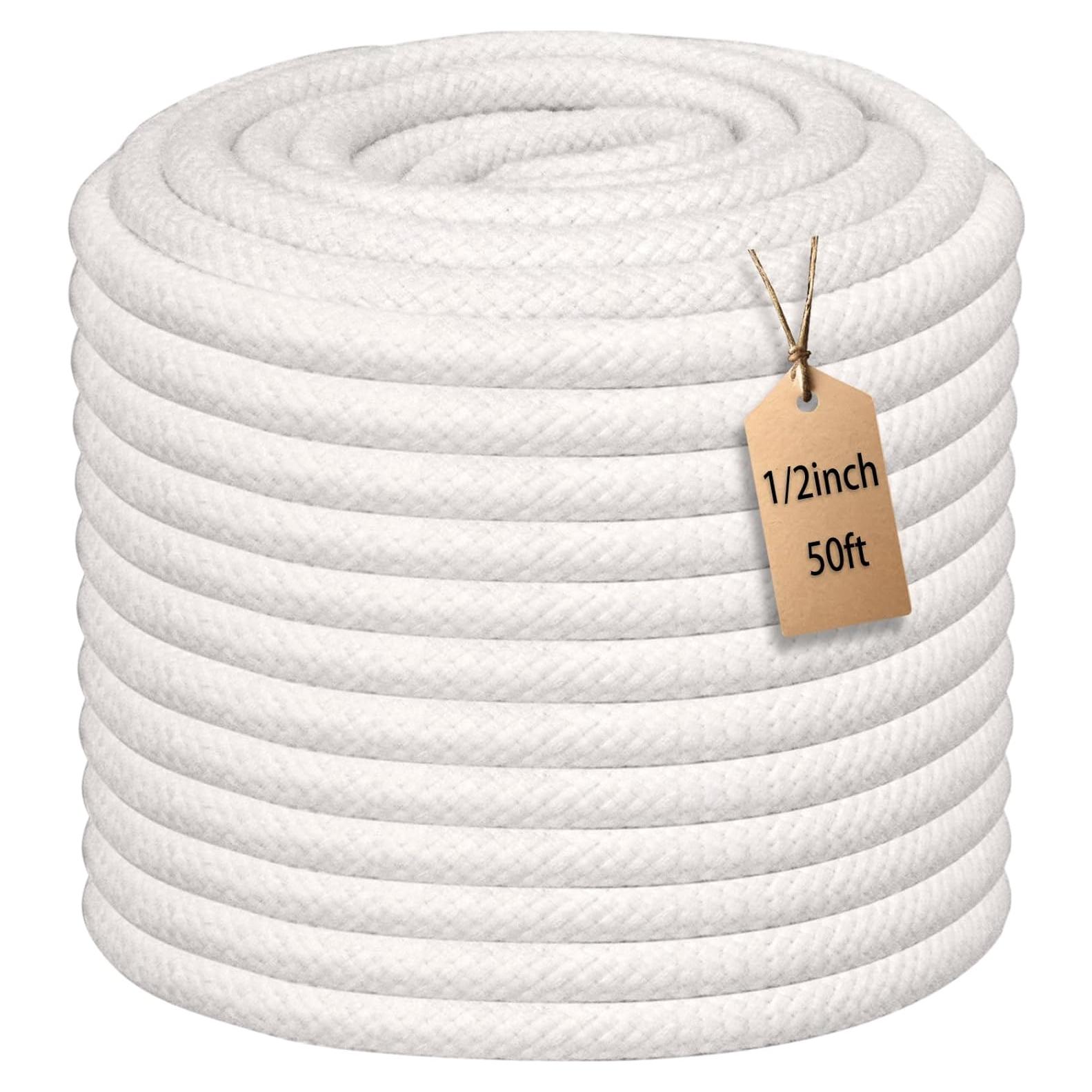 Cuerda de Algodón Trenzada JANJOSN 15m x 1.27cm Blanca Suave