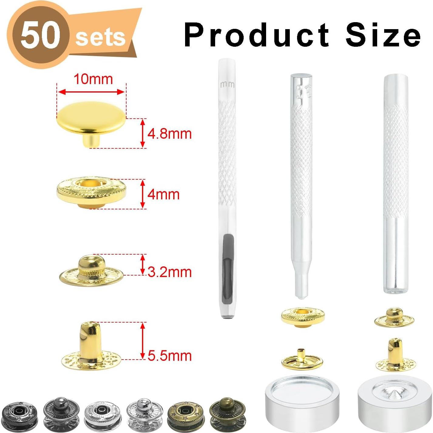 Kit de Botones a Presión CooBigo 50 Piezas 10mm Variados