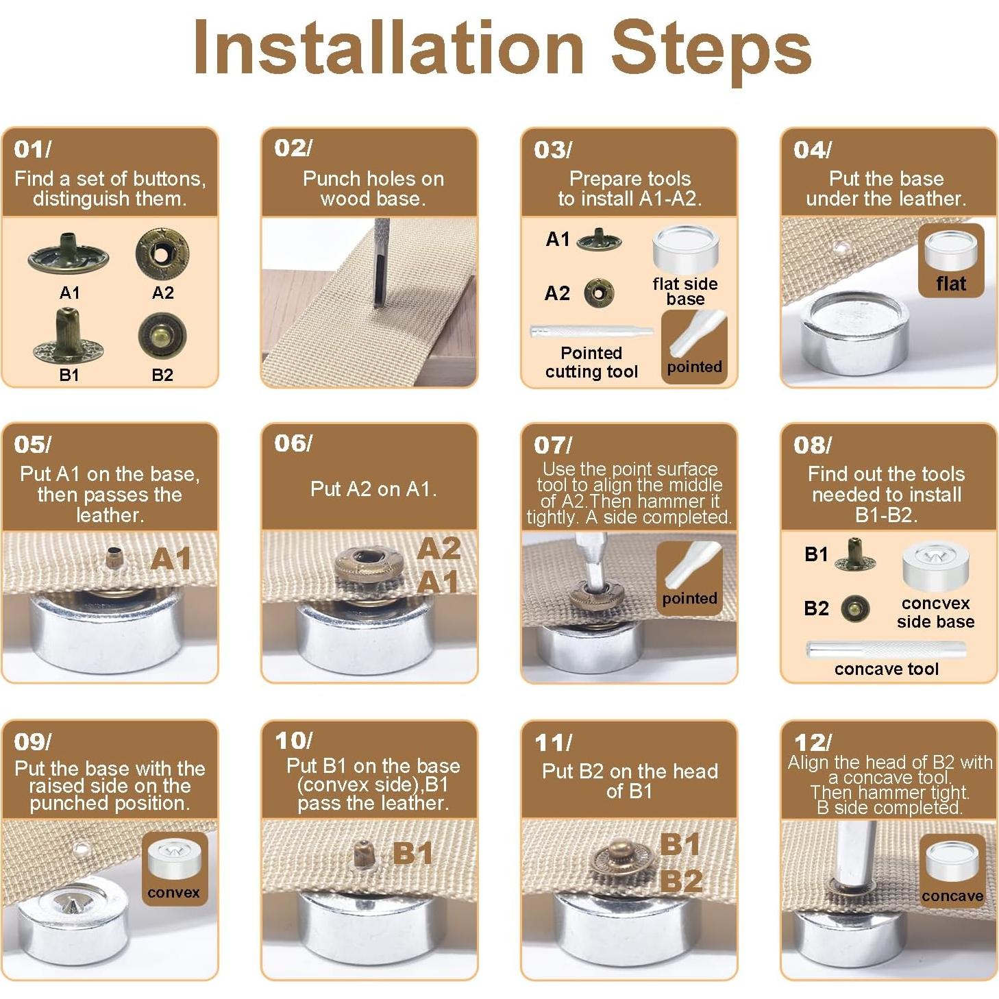 Kit de Botones a Presión CooBigo 50 Piezas 10mm Variados