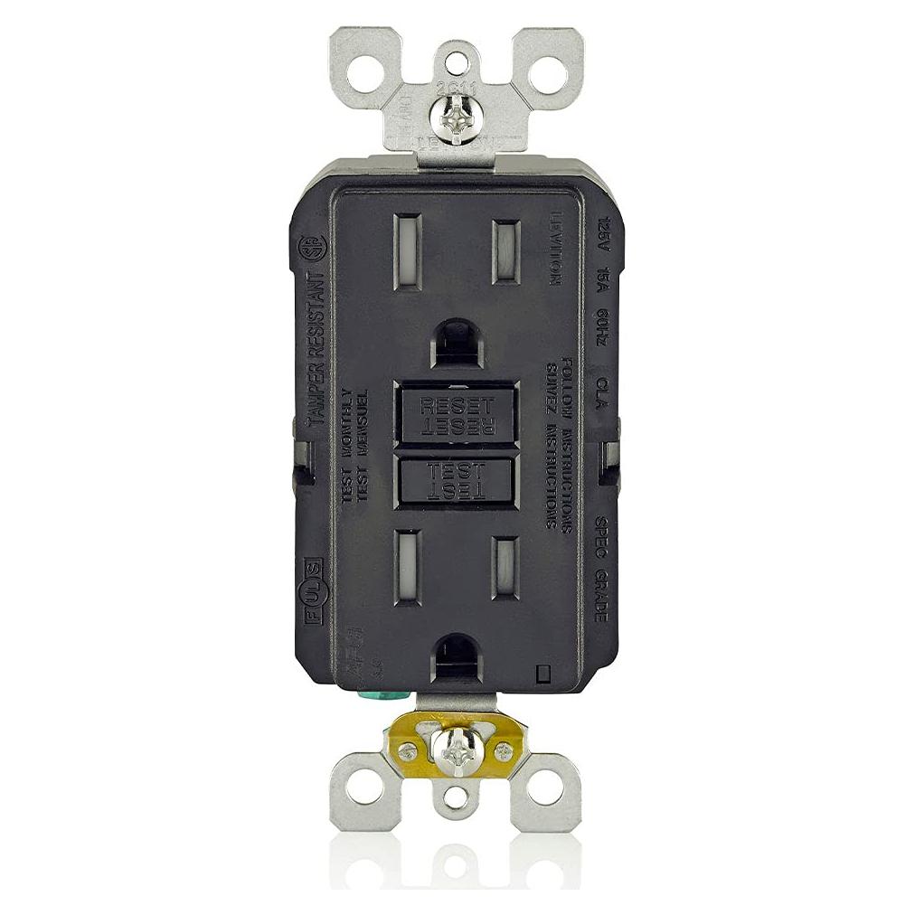 Enchufe AFCI Leviton 15A Negro con Luz LED y Autotest