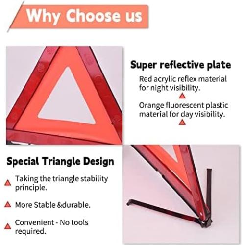 Triángulo de Advertencia Plegable DEDC - Kit de 3 Unidades
