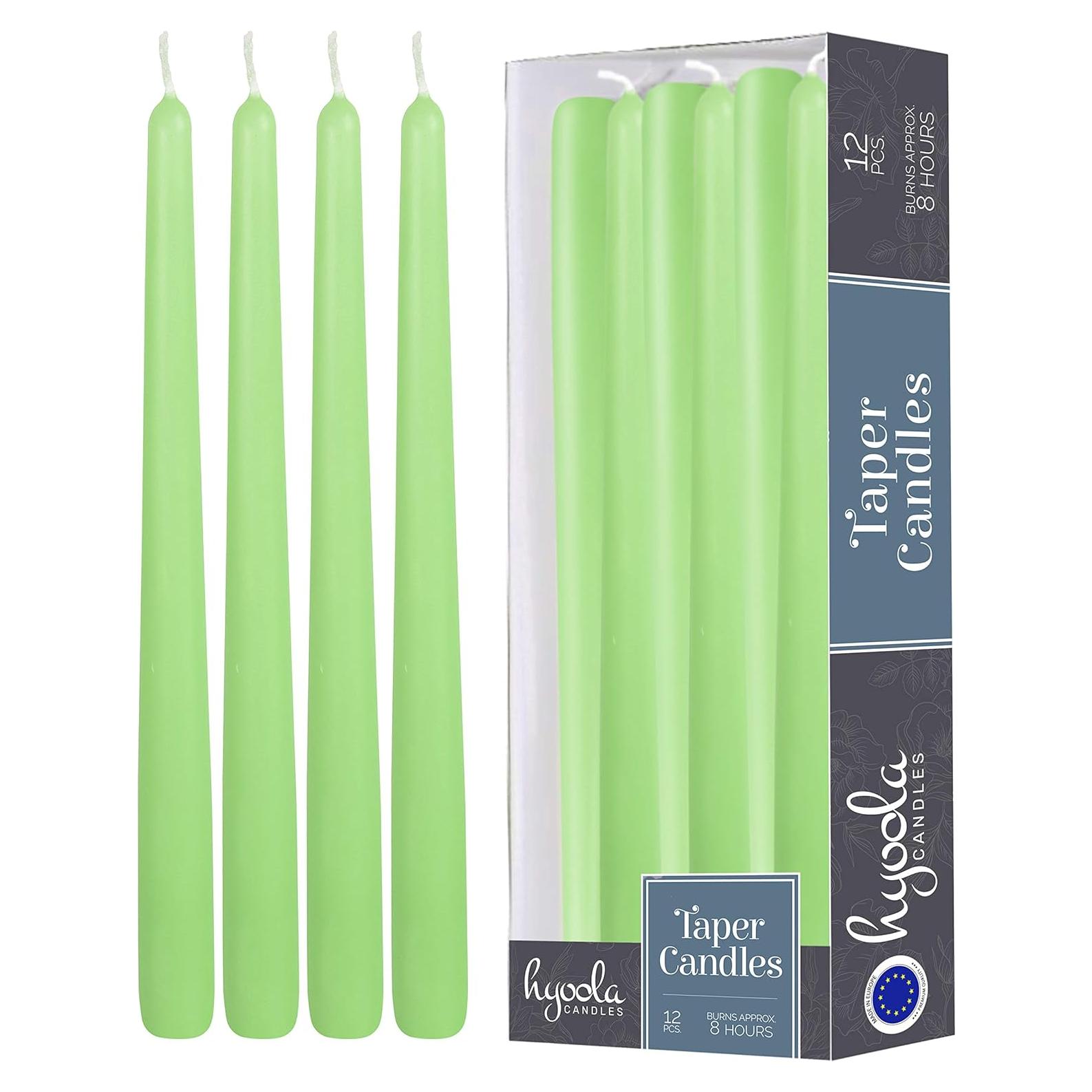 Hyoola Velas Taper Altas 12 Pack 25.4 cm Verde Apio Sin Goteo