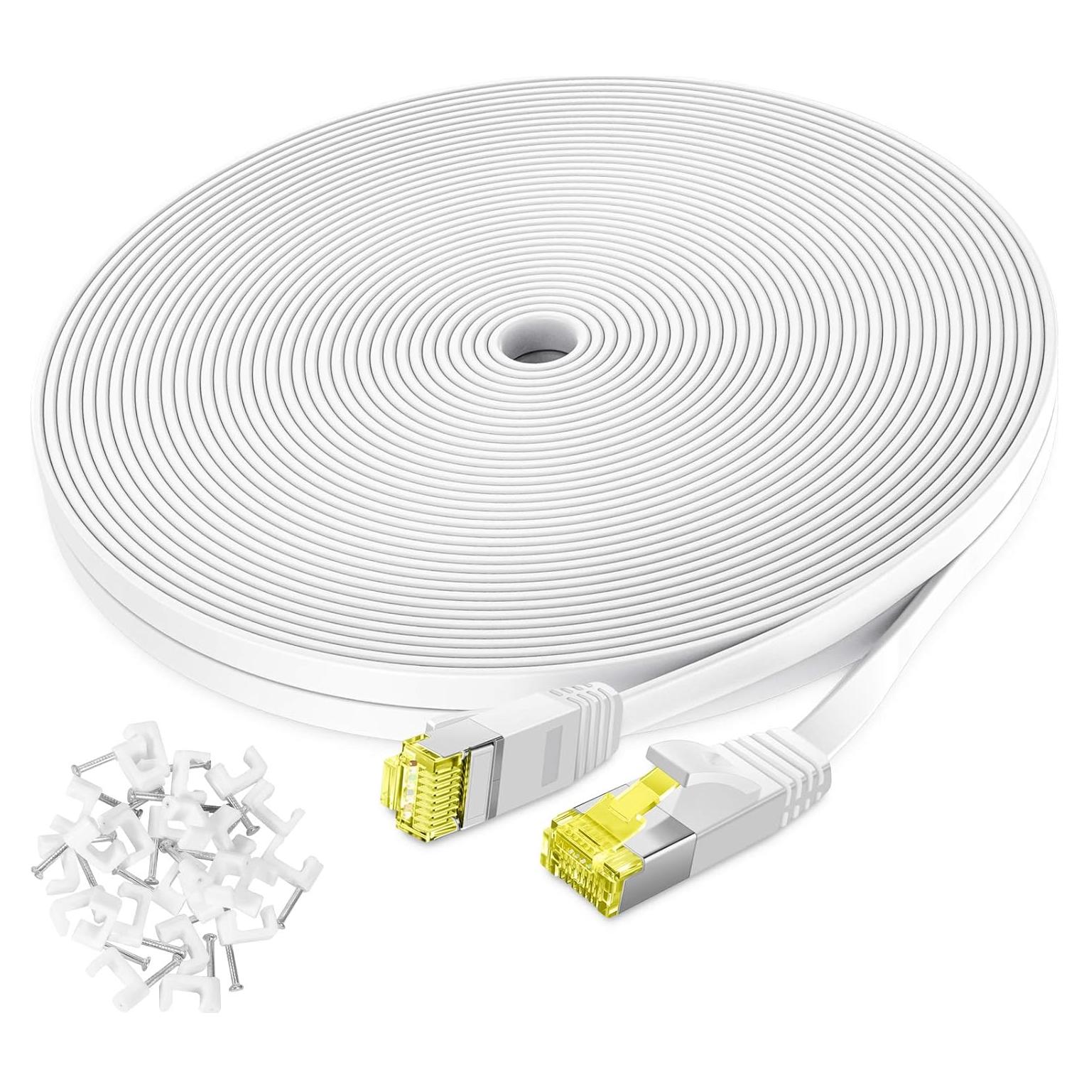 Cable Ethernet Cat 6 Aoforz 7.62 m Blanco Plano Alta Velocidad