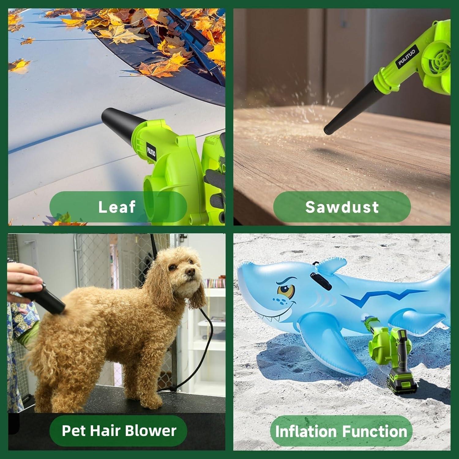 Soplador de Hojas Inalámbrico PULITUO 20V 193 km/h Ligero