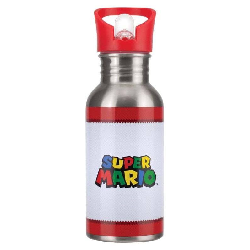 Botella de Agua de Metal Super Mario 500ml con Pajilla