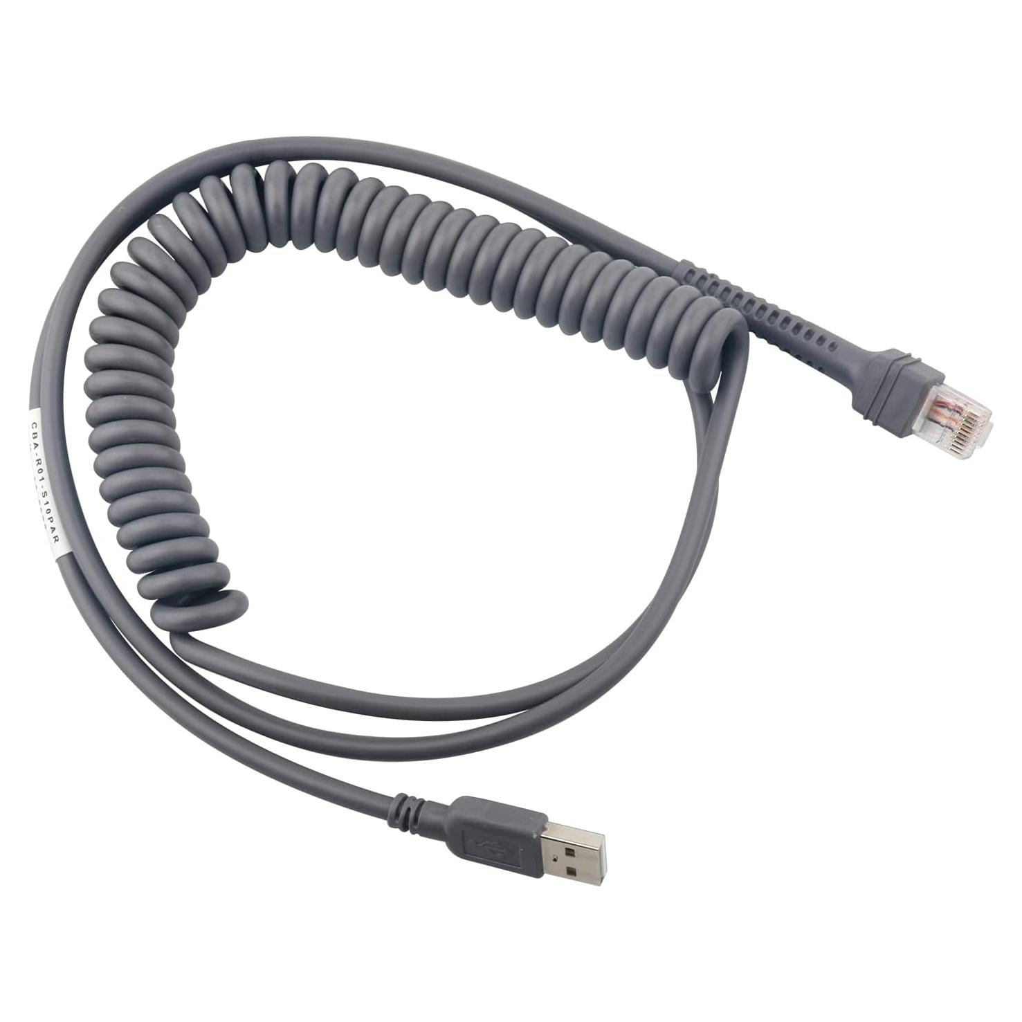Cable USB Enrollado 3m para Escáner de Códigos Zebra