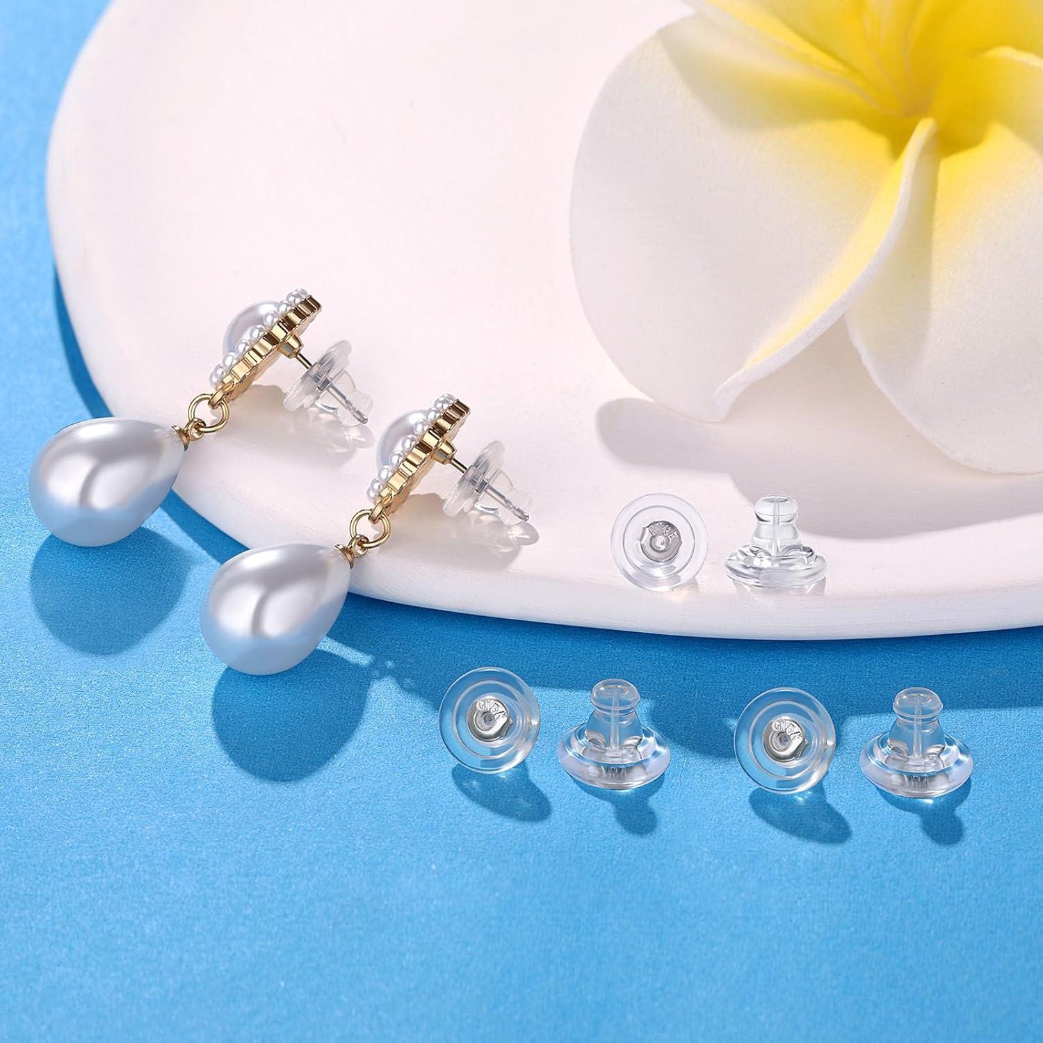 Resortes de seguridad hipoalergénicos Moconar 18K oro blanco - 8 piezas