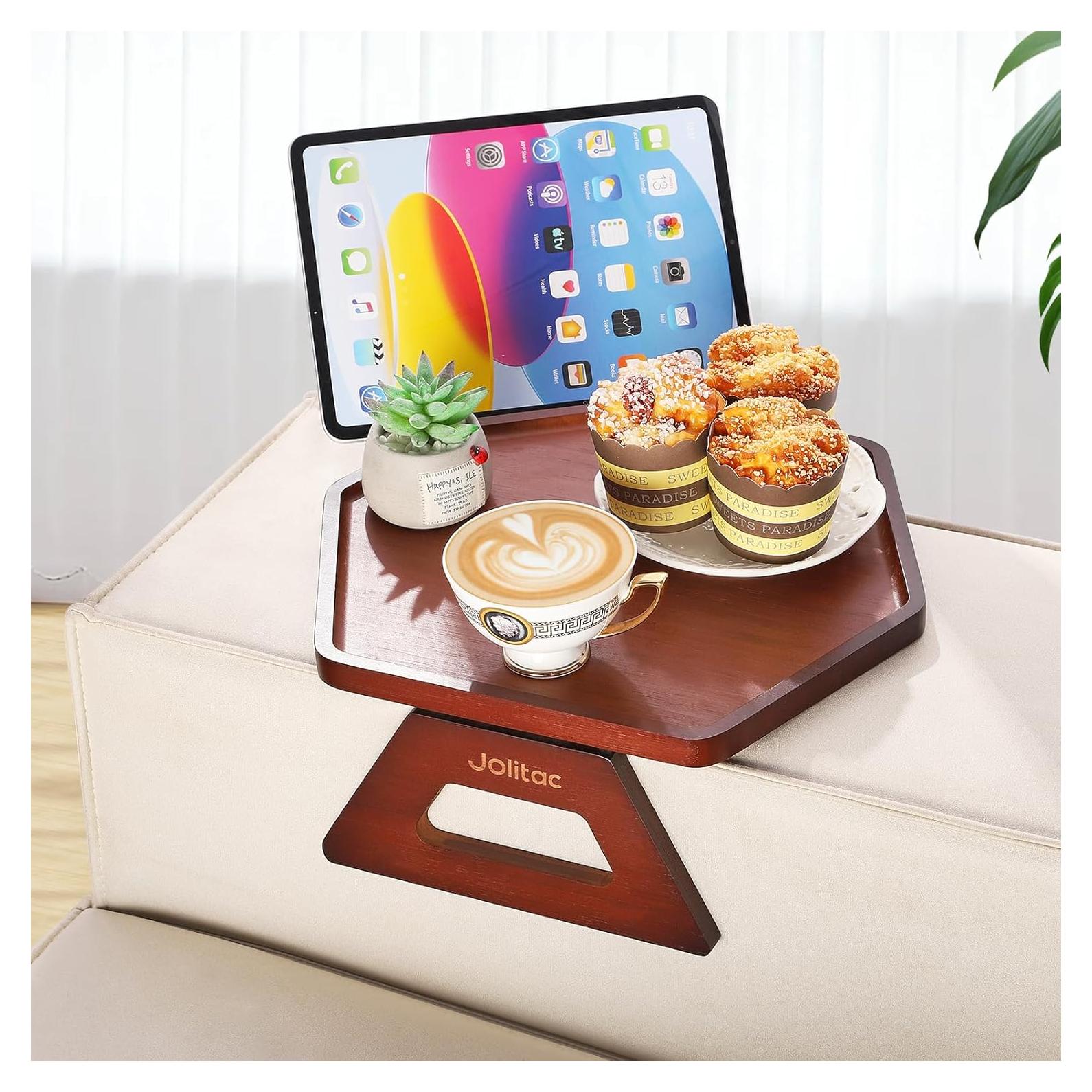 Mesa Lateral para Brazo de Sofá Jolitac - Madera Marrón 27.7x20.1cm