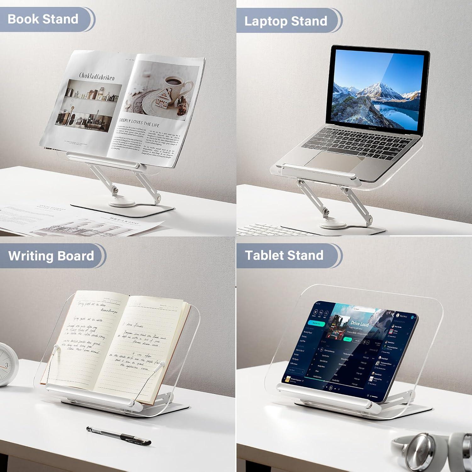 Soporte de Libro Acrílico Ajustable BYMECOST 360° Negro