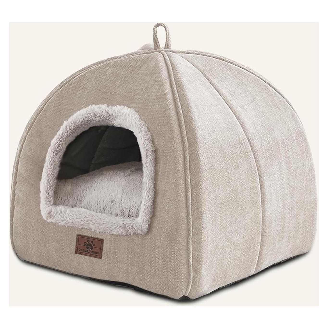 Cama para Gatos WINDRACING 38.1cm Beige Acolchada Desmontable